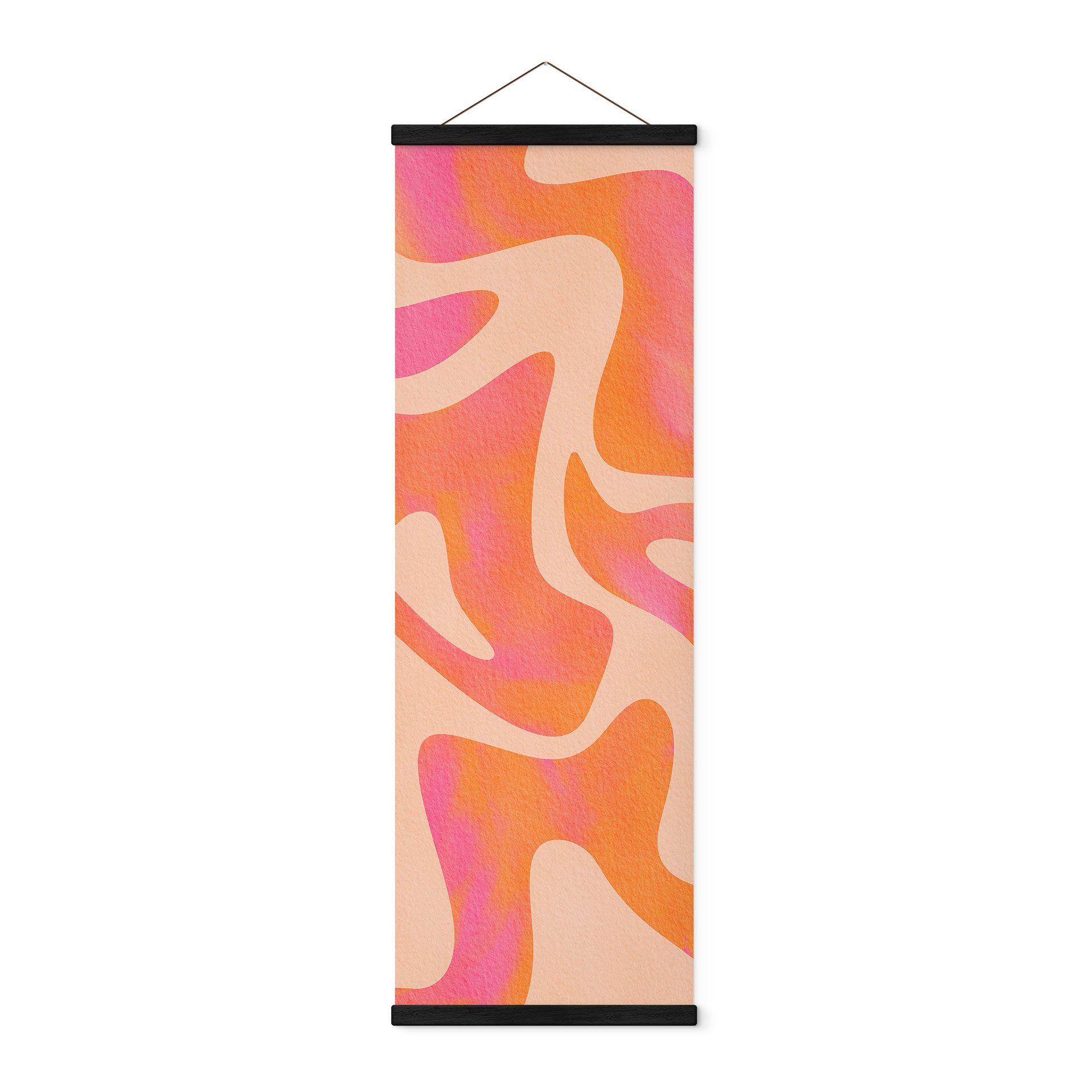 Póster de tela Ondas abstractas en naranja-rosa - Bloom - Panorama