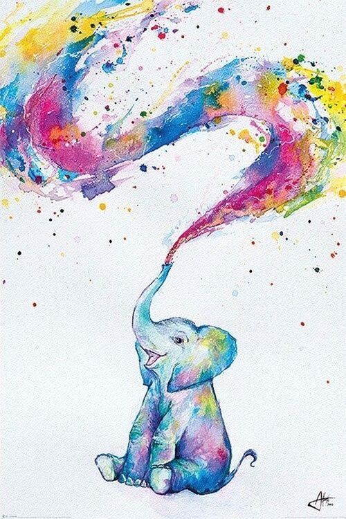 Poster Baby Elephant - Spring by Marc Allante 61x91,5 cm