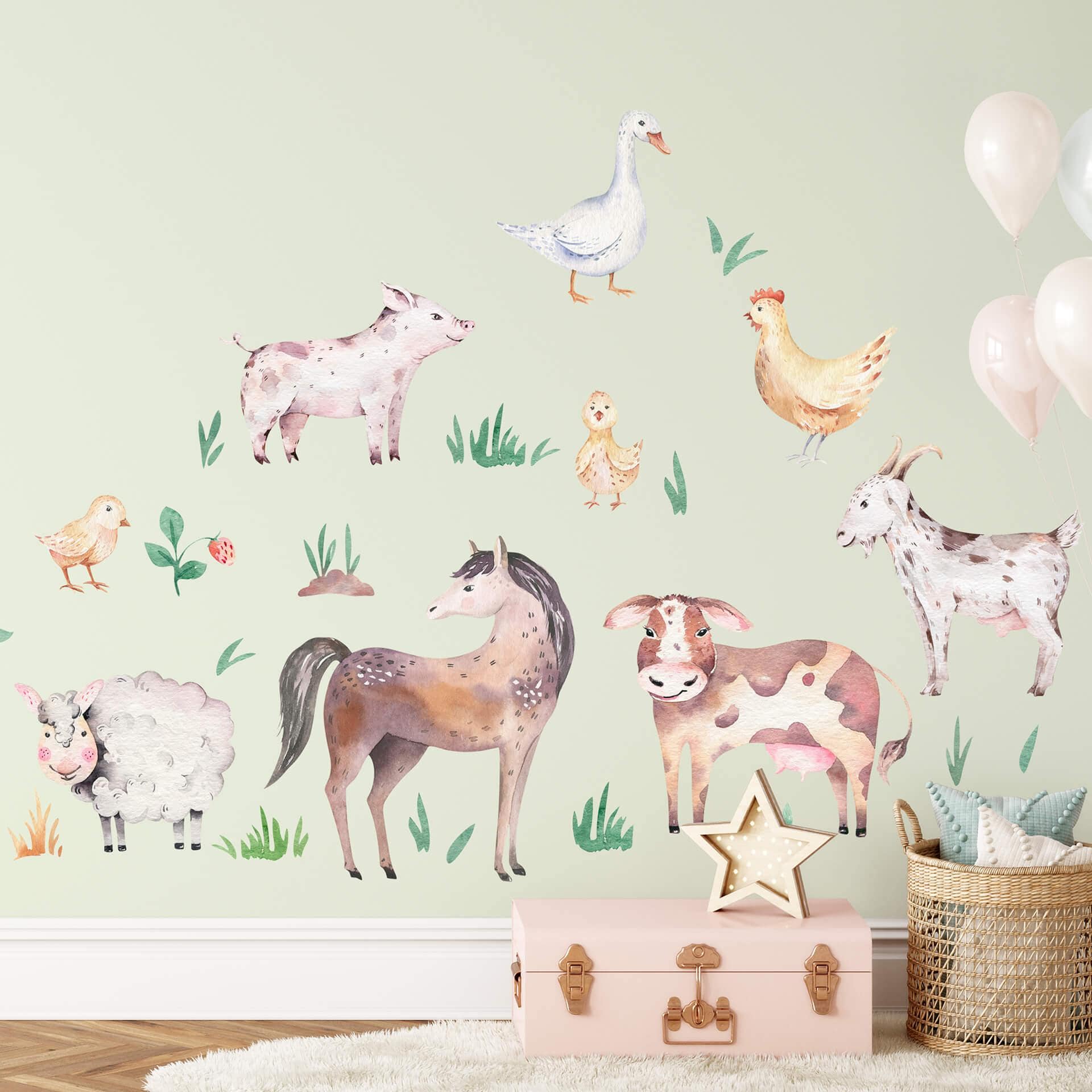 Sticker mural Kvilis - Animaux de la ferme (set de 33 pièces)