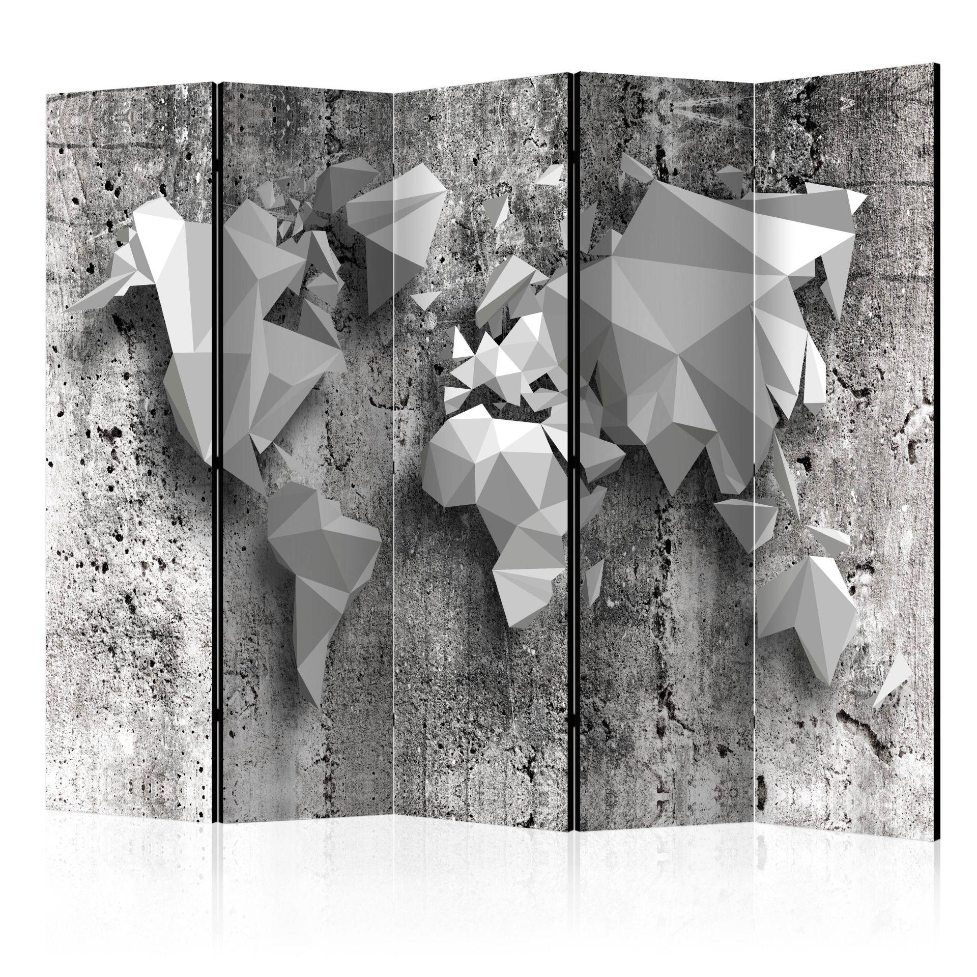 Rumdeler med skærm - Verdenskort: Origami , 5-delt - 225x172 cm