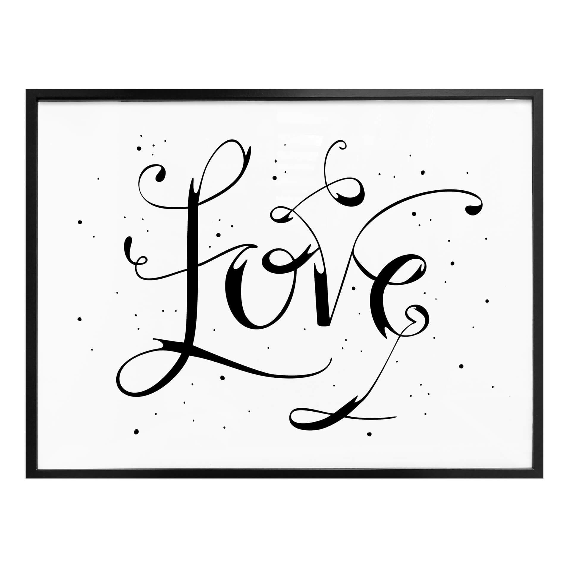 Póster Handlettering Love - blanco