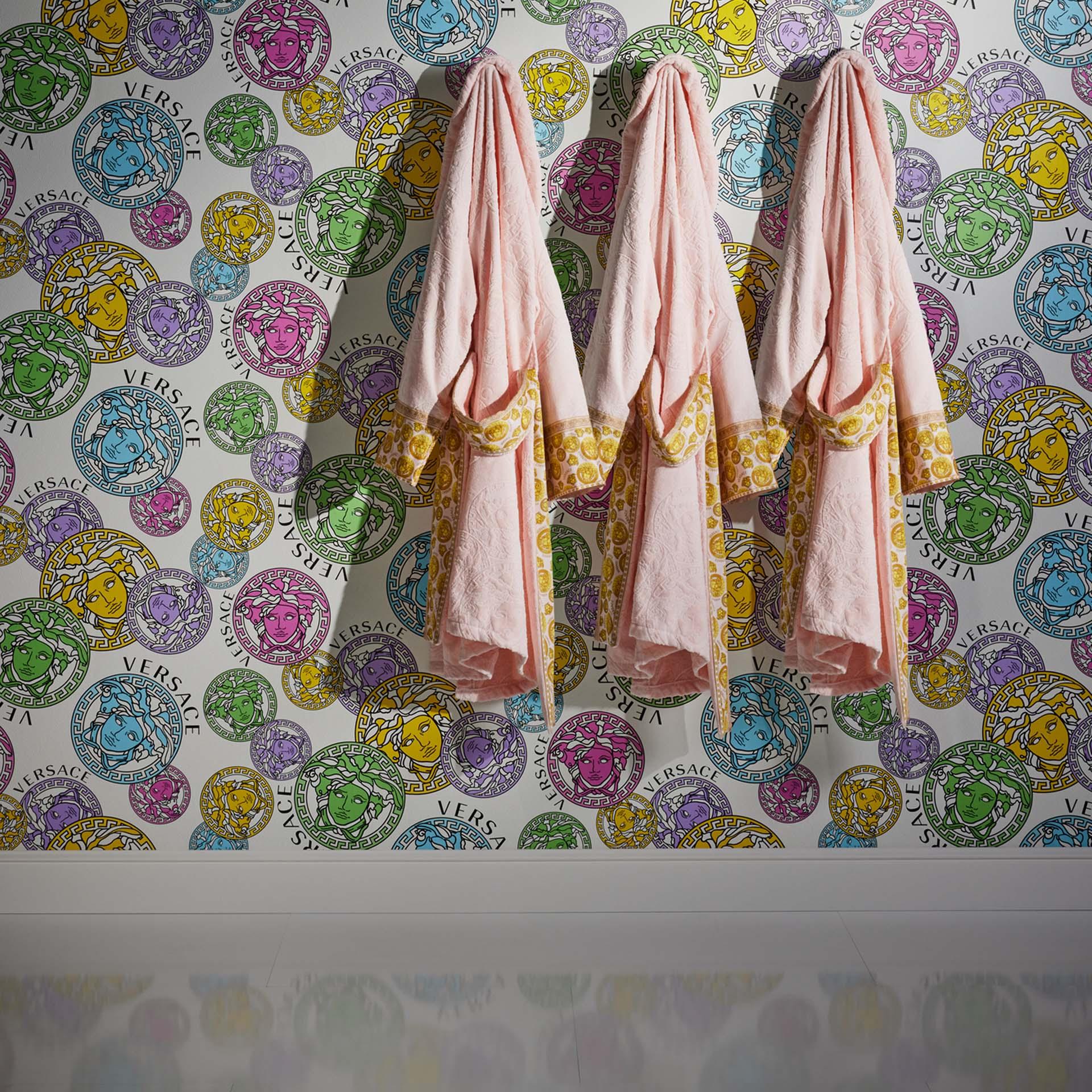 Versace tapet i farvet og hvidt medusa hoved non-woven tapet luksus designer tapet
