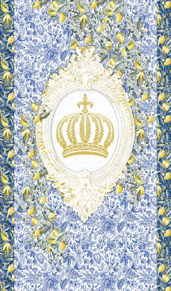 Fototapet krone, citroner blomstret natur mat i hvid til stuen 2,70 x 1,59m