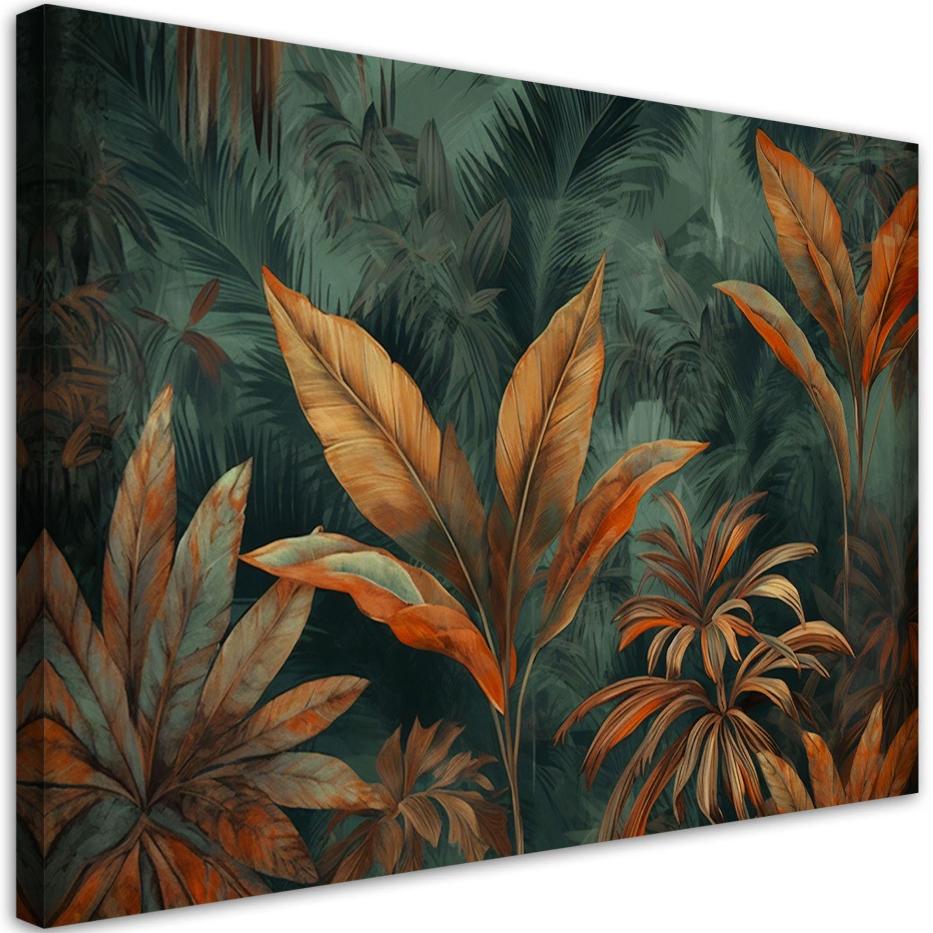 Canvasbillede, Tropiske blade i orange
