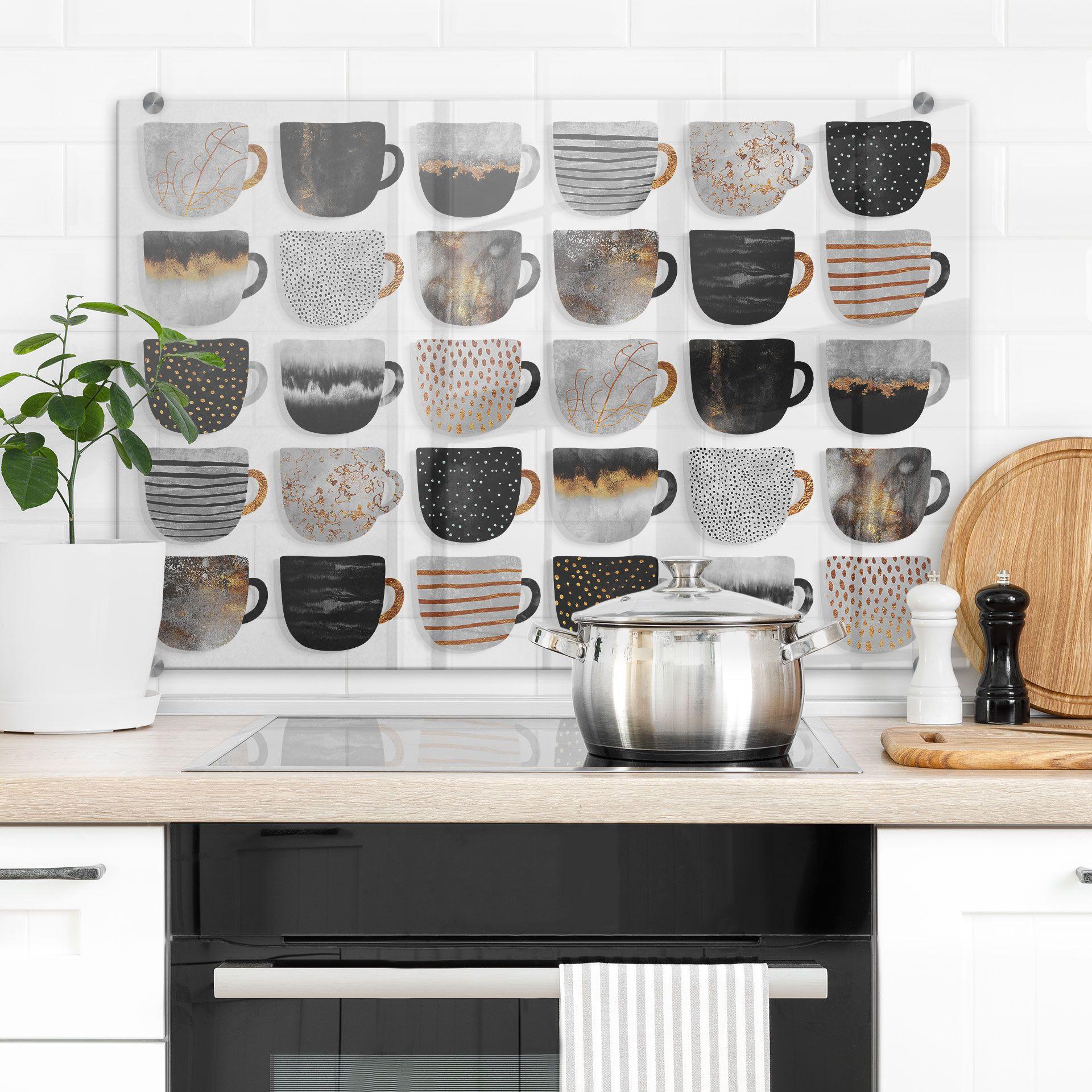Stænkplade - Frederiksson - Kaffekopper: Pretty Black & Gold