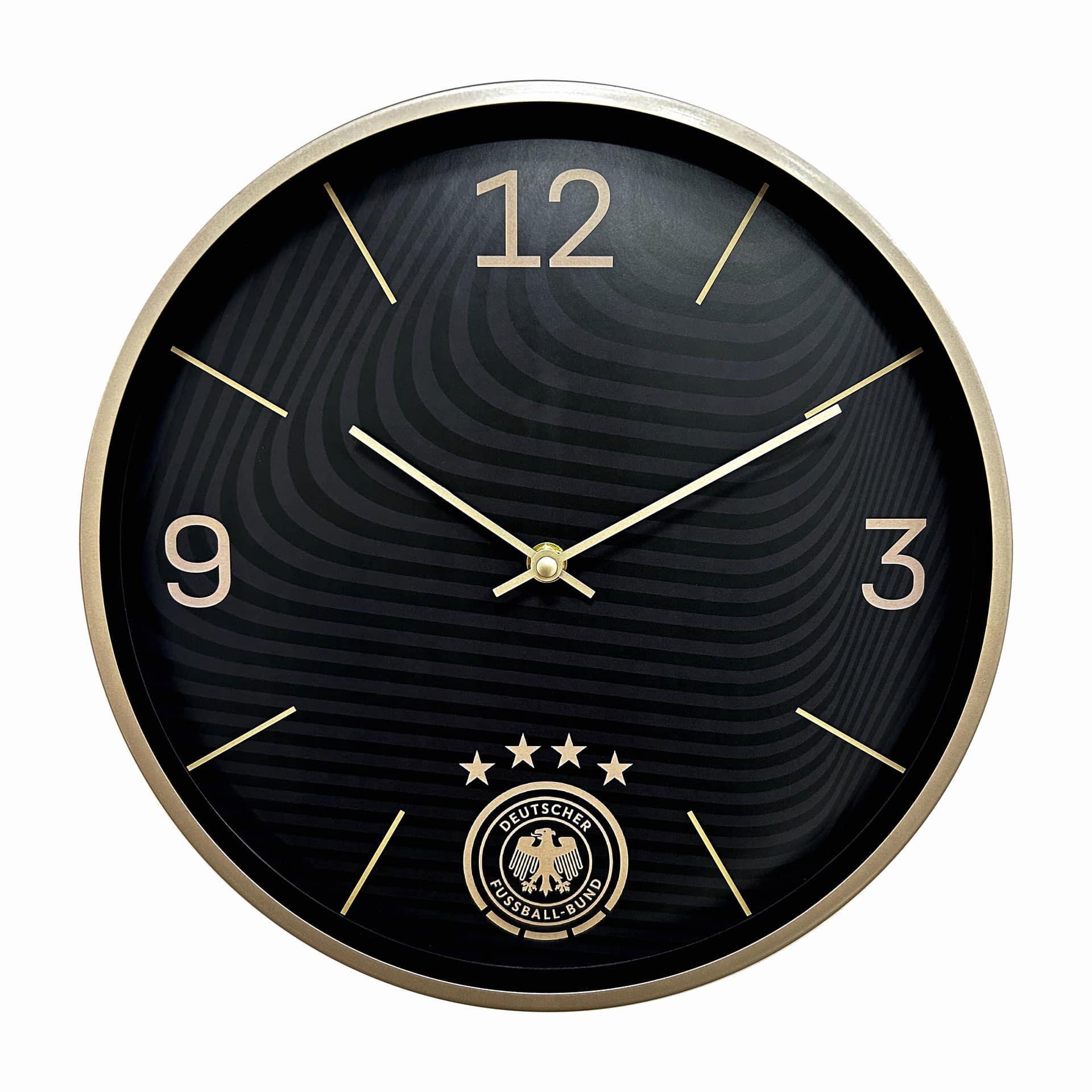 Fußball Wanduhr DFB - Schwarz-gold Ø30 cm