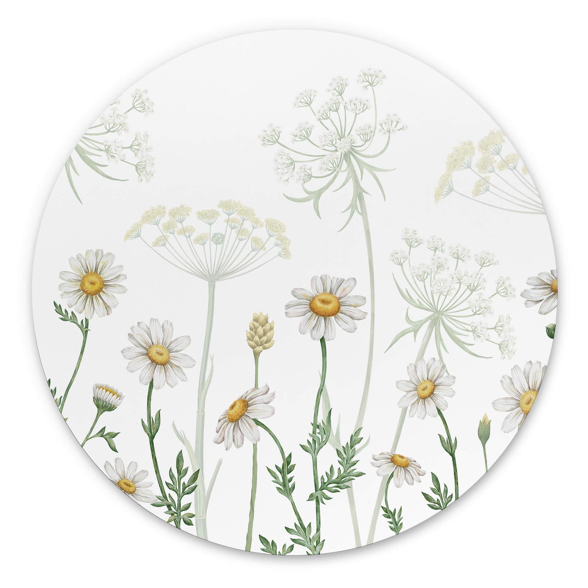Tableau sur alu-Dibond rond Sir Edward - Promenade printanière fleurie