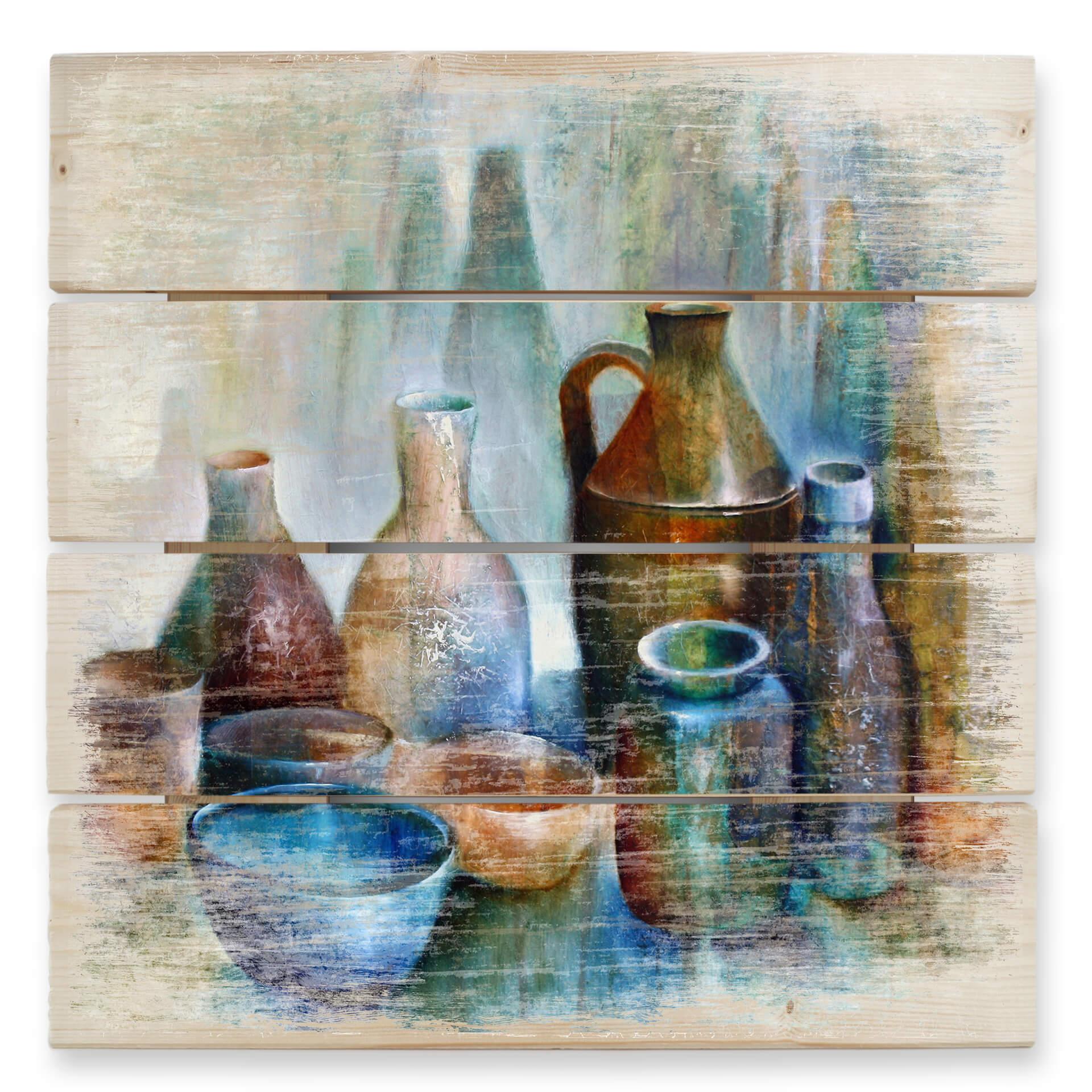 Cuadro de madera Schmucker - Bodegón con cuenco azul - 40x41,5 cm