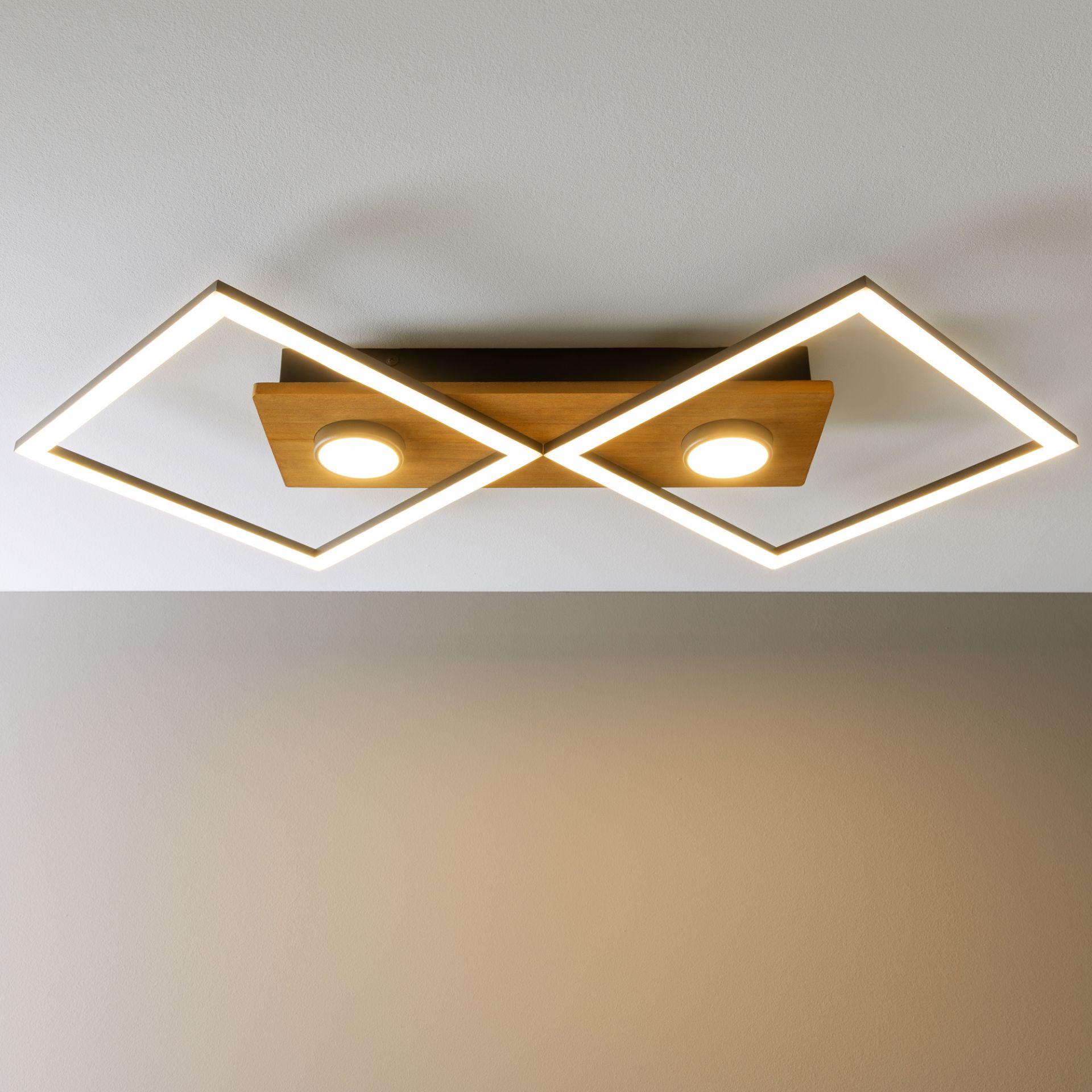 Deckenleuchte Vincent, braun, 70,7 x 35,4 cm, Holz Lampe