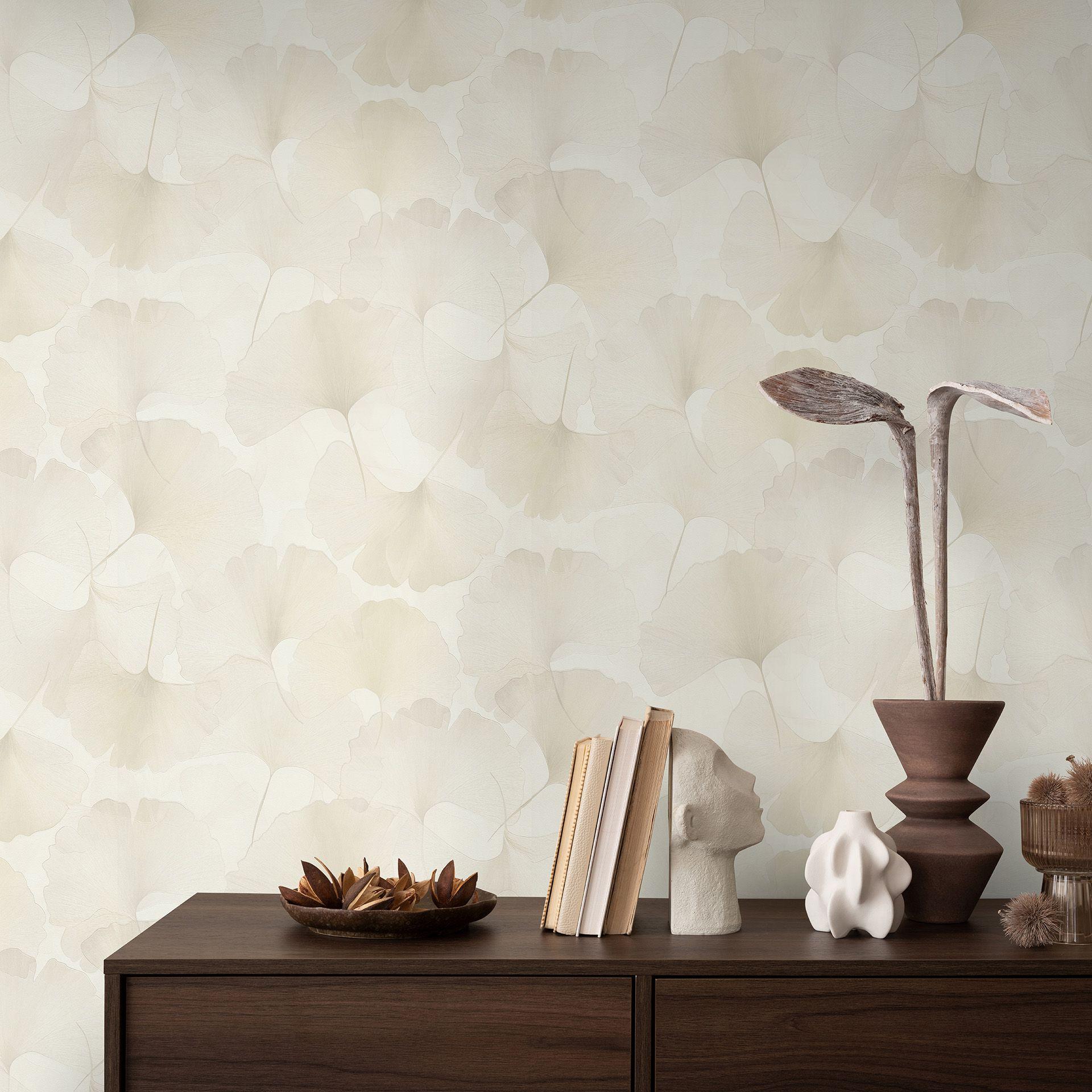 Tapet med bladmotiv Elysium creme