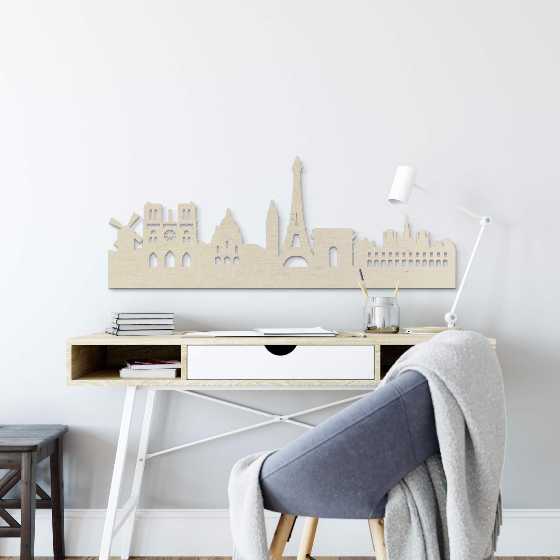 Chapa de madera de álamo artístico - Skyline Paris