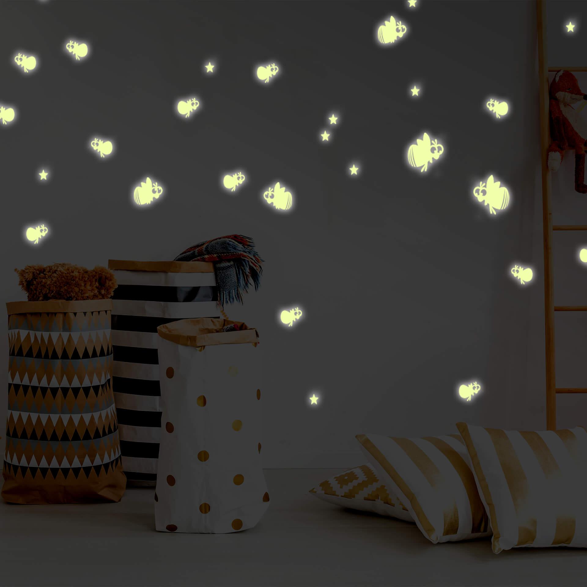 Wallsticker - Lysende orm selvlysende