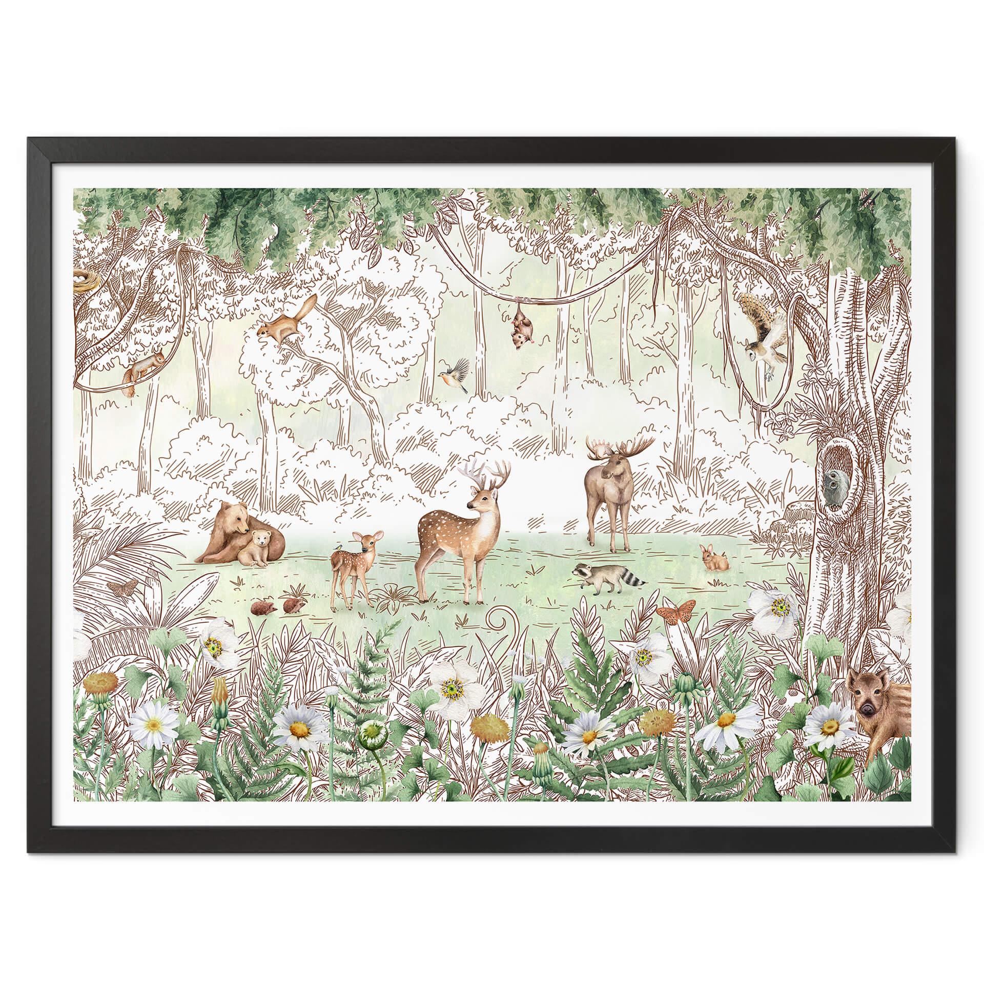 Póster infantil Kikki Belle - Amigos del bosque primavera