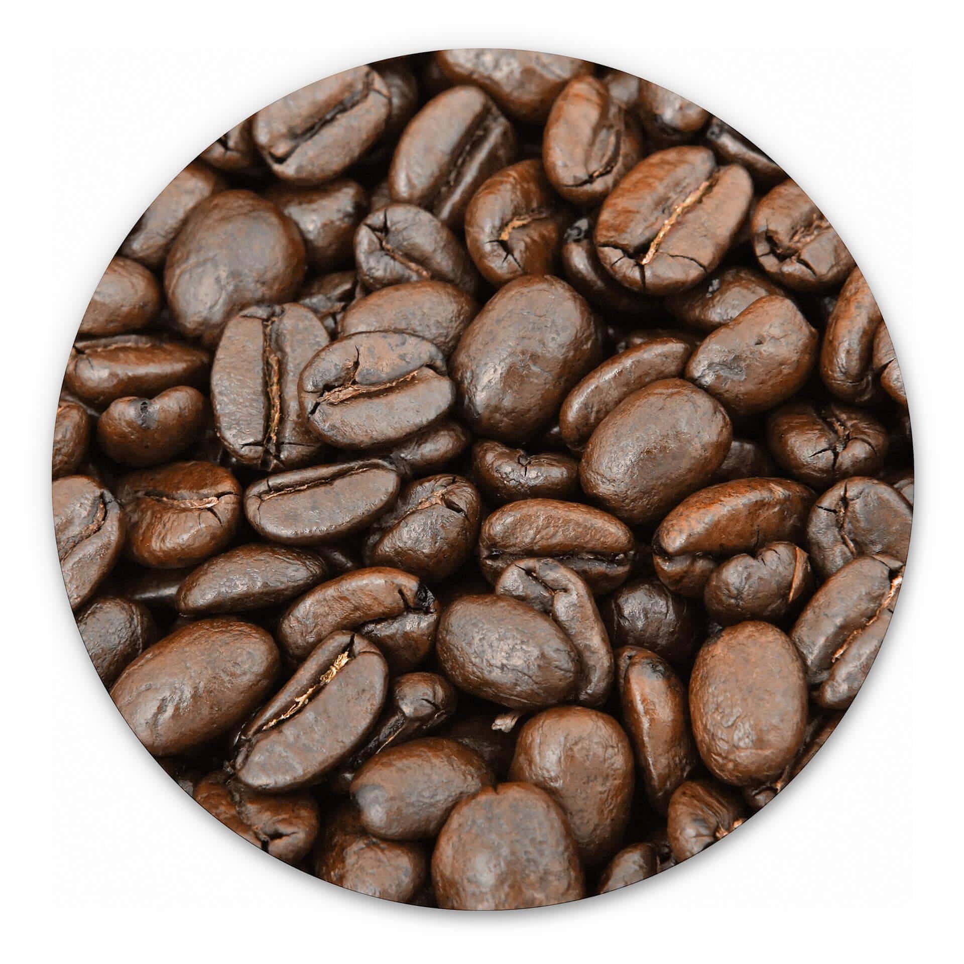 Tableau sur alu-Dibond rond Arôme de café en grains 