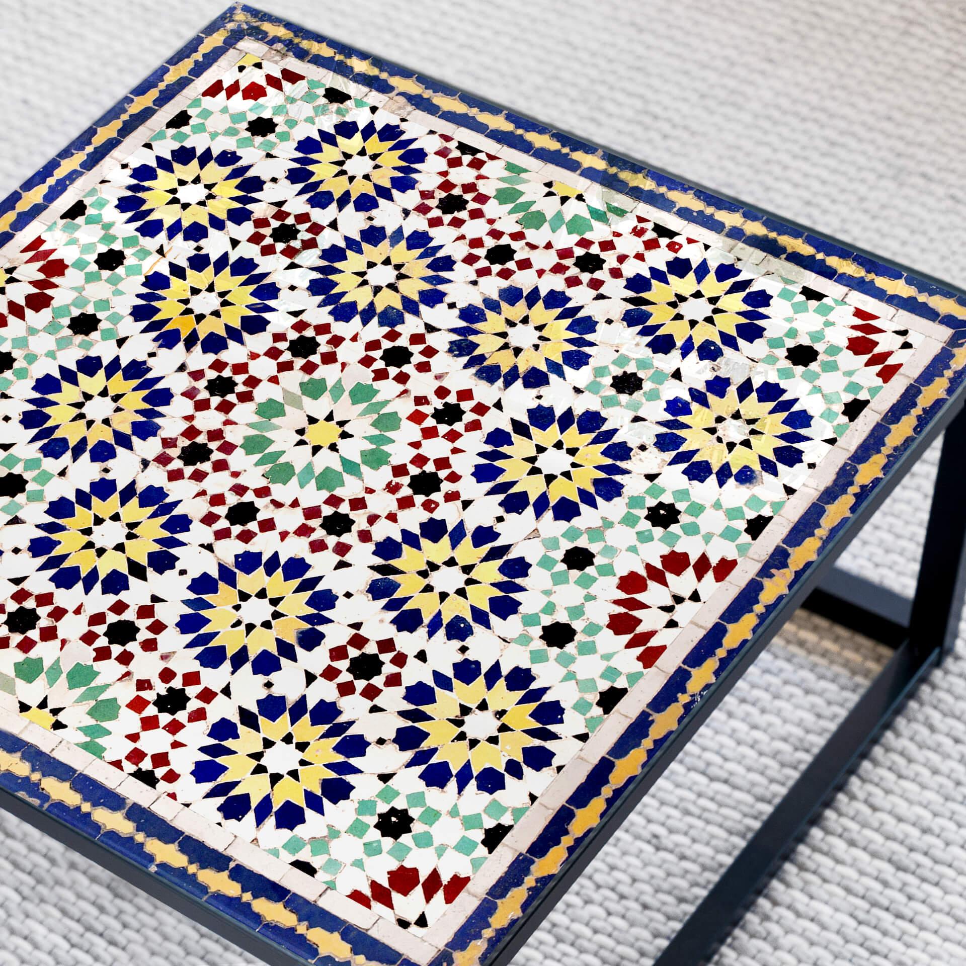 Plateau de table en verre - Carreaux orientaux - Carré