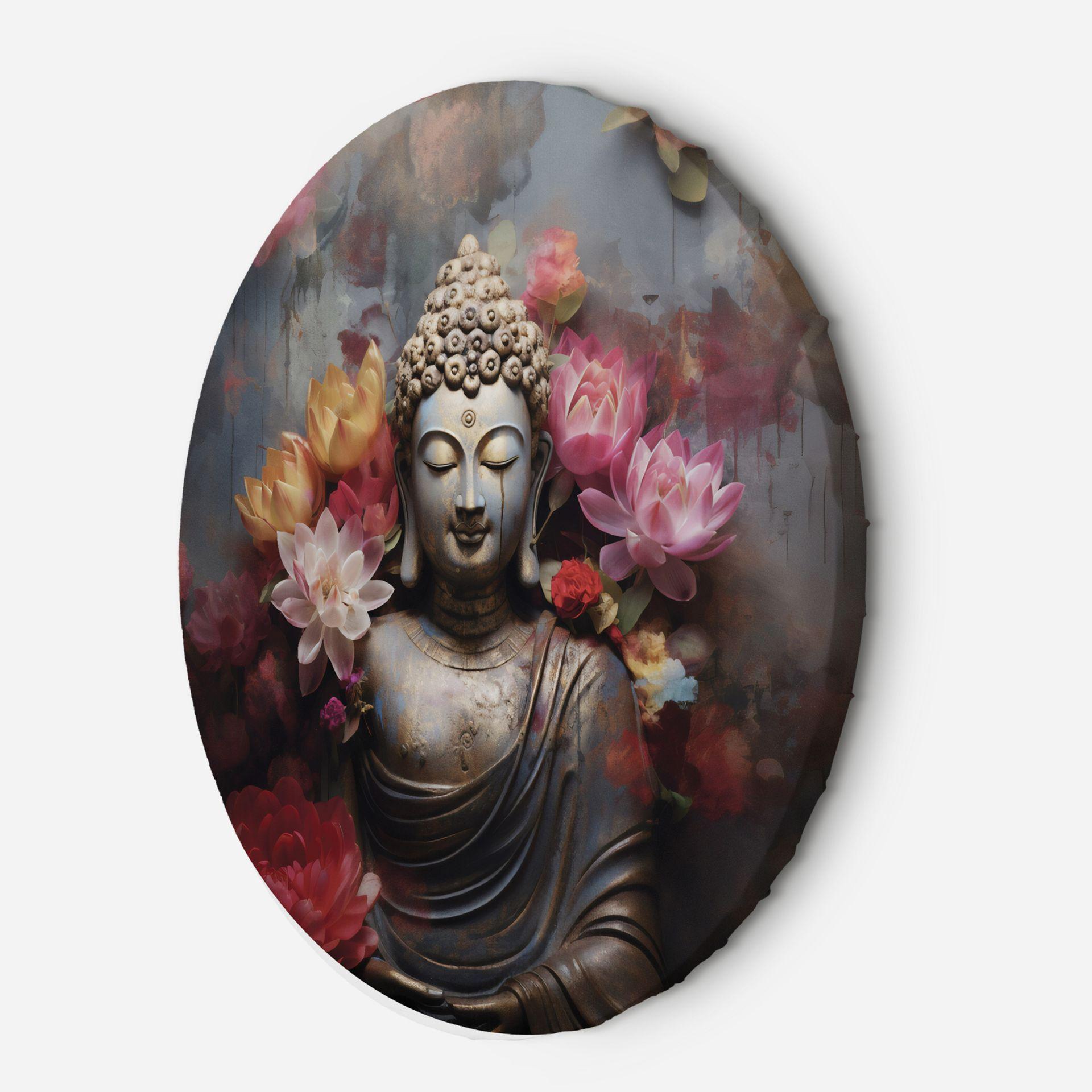Rundt lærredsbillede Buddha Zen blomster abstrakt
