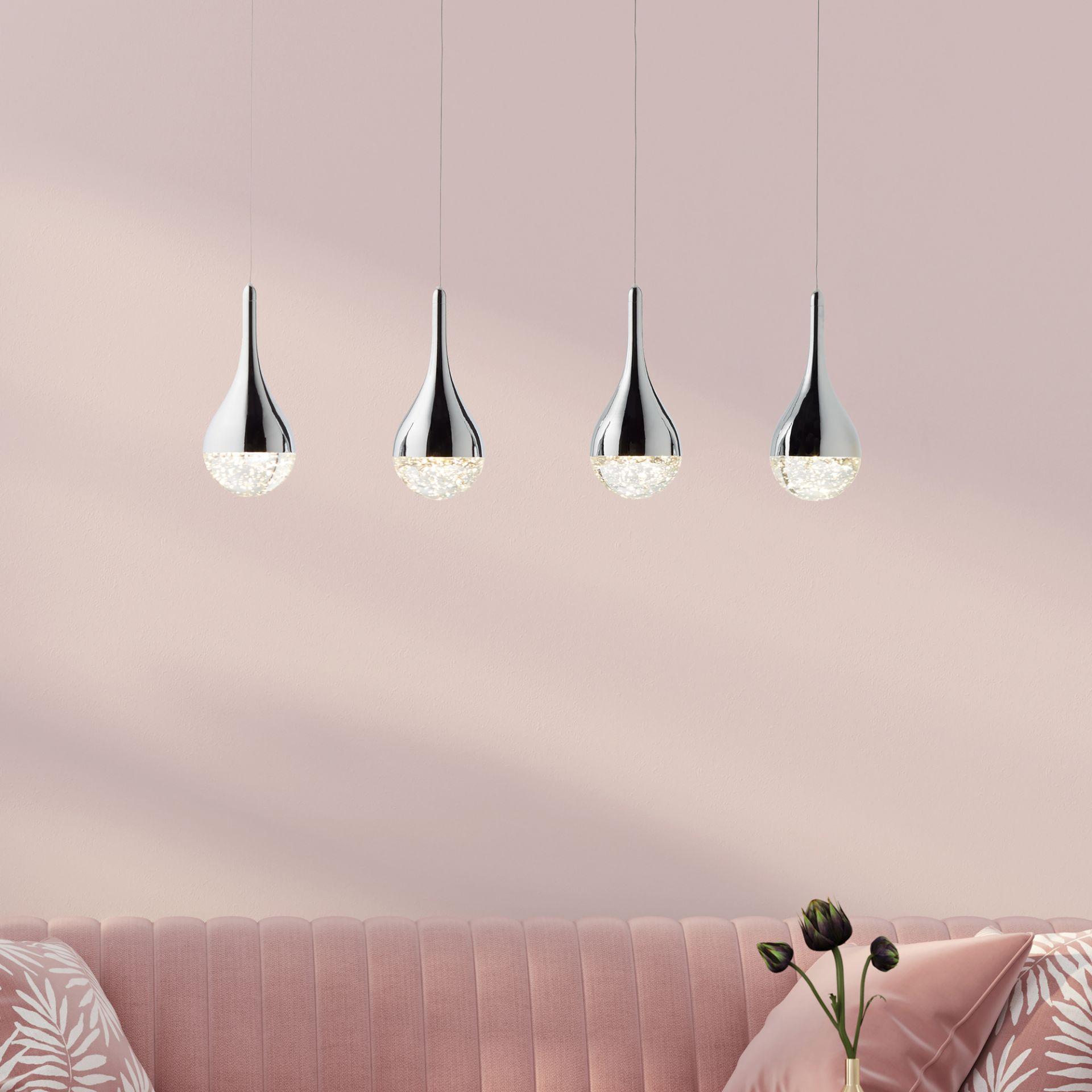 Pendelleuchte Gustav, metallic, 114,5 x 70 cm, Glas Pendellampe, dimmbar