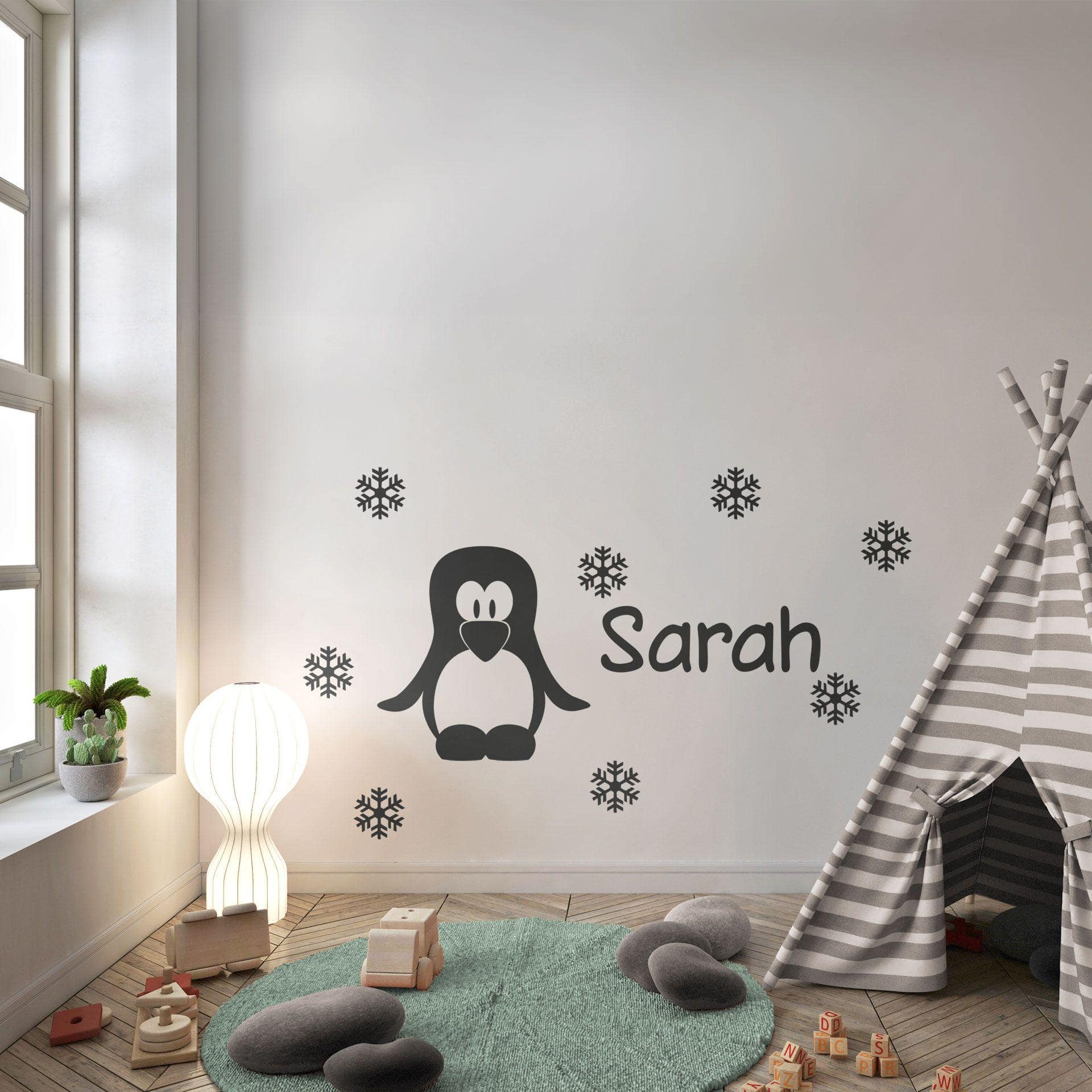 Pingvin + Navn wallsticker