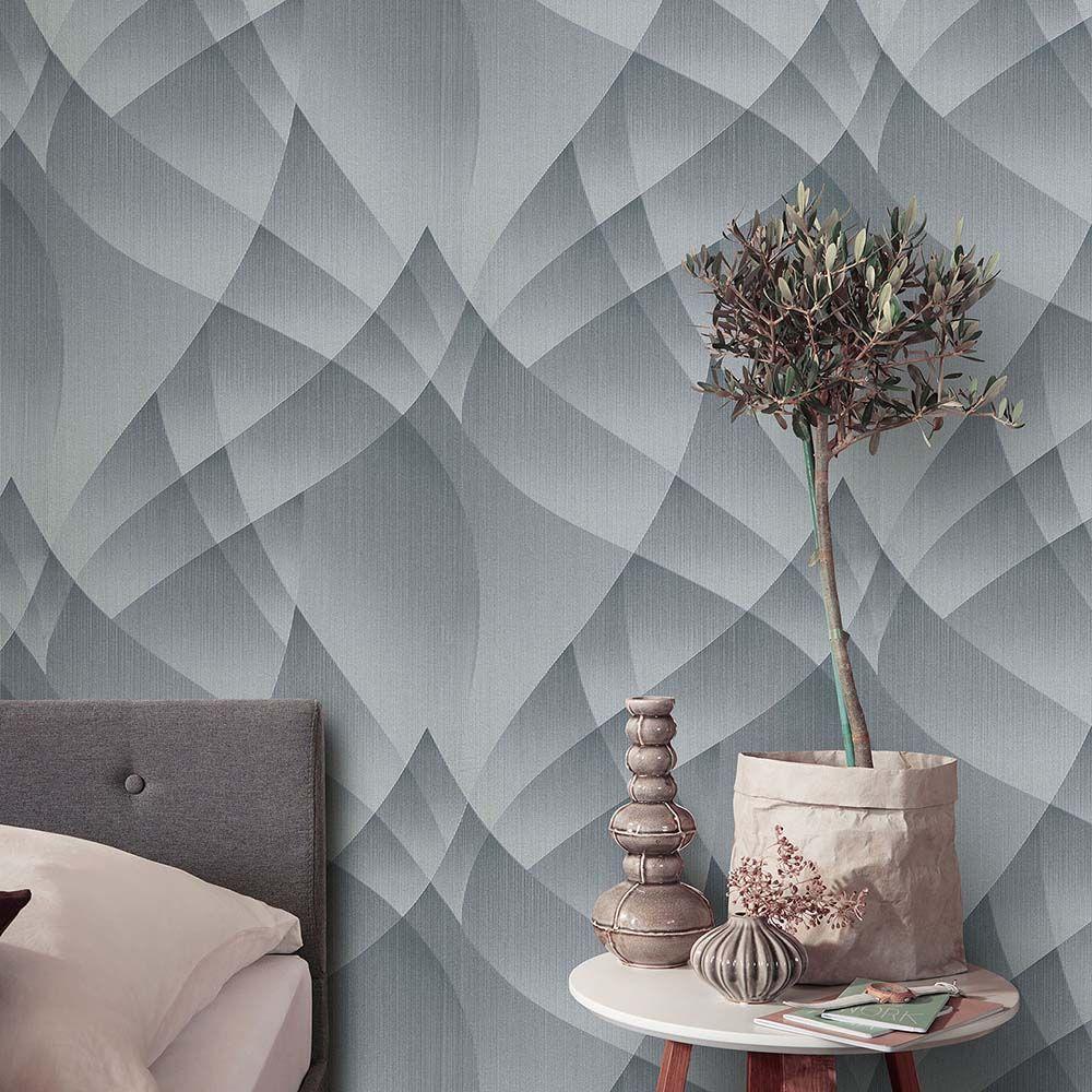 3D tapet, geometrisk vægbeklædning Fashion for Walls 4 af Guido Maria Kretschmer sølv