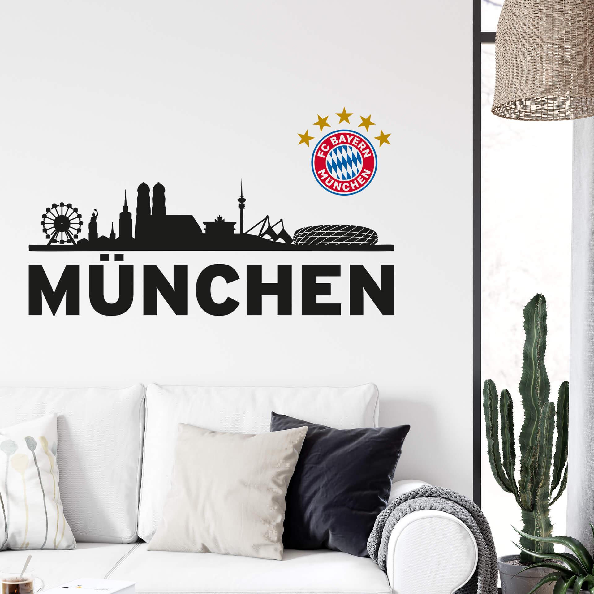 Wandtattoo FC Bayern Skyline - München mit Logo fa