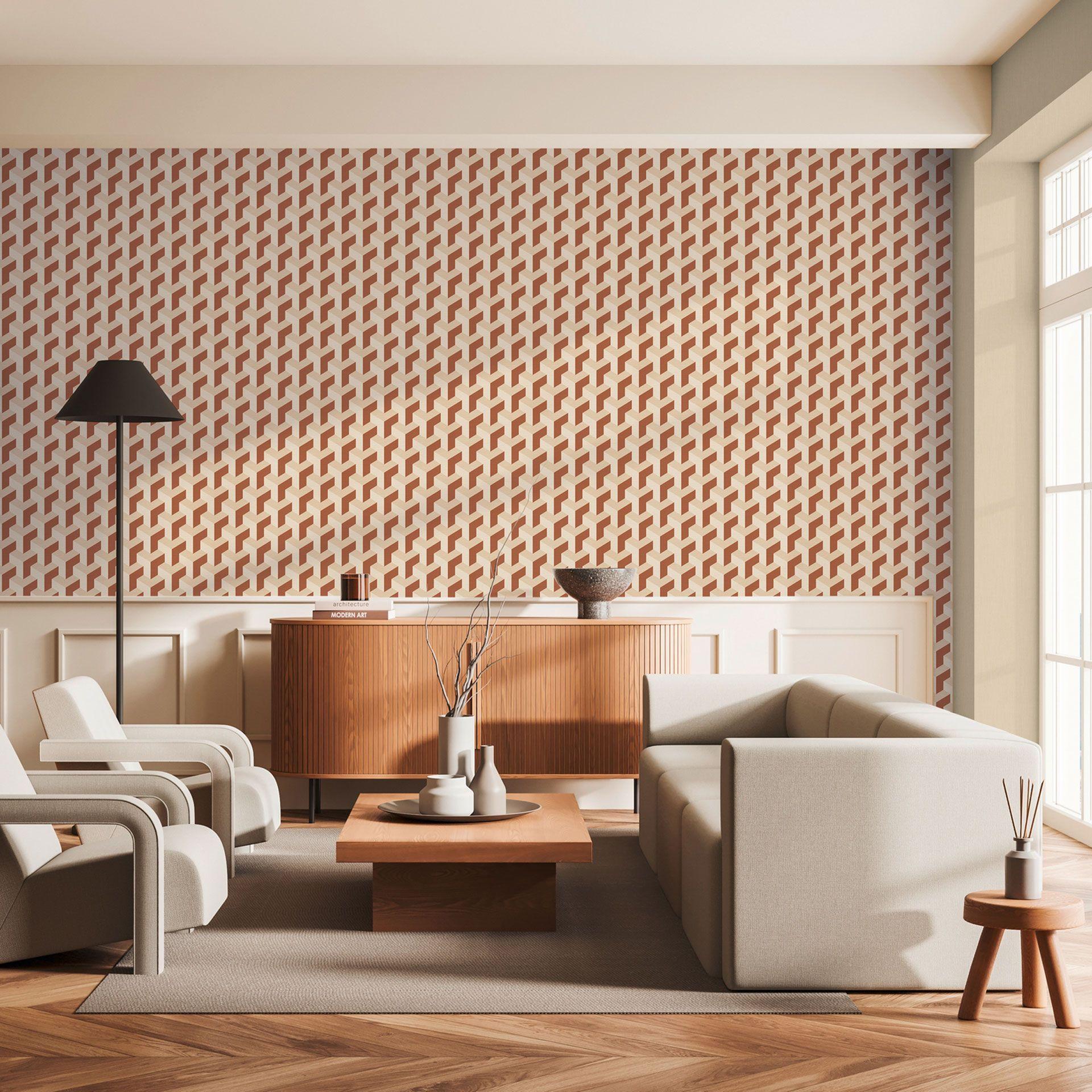 3D tapet terningemønster beige brun - geometrisk Ikke-vævet tapet moderne