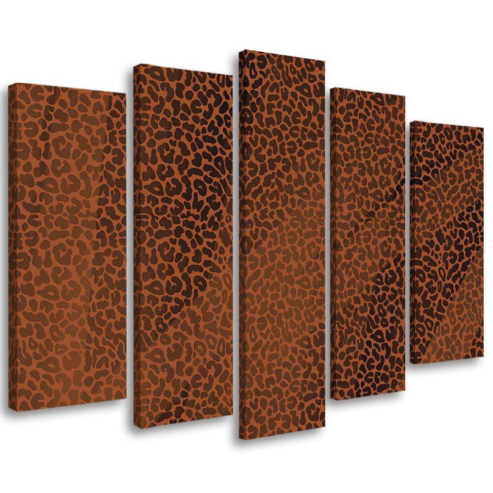 5 stykke lærredsprint, Leopard Leopard Pels Patches Mønster