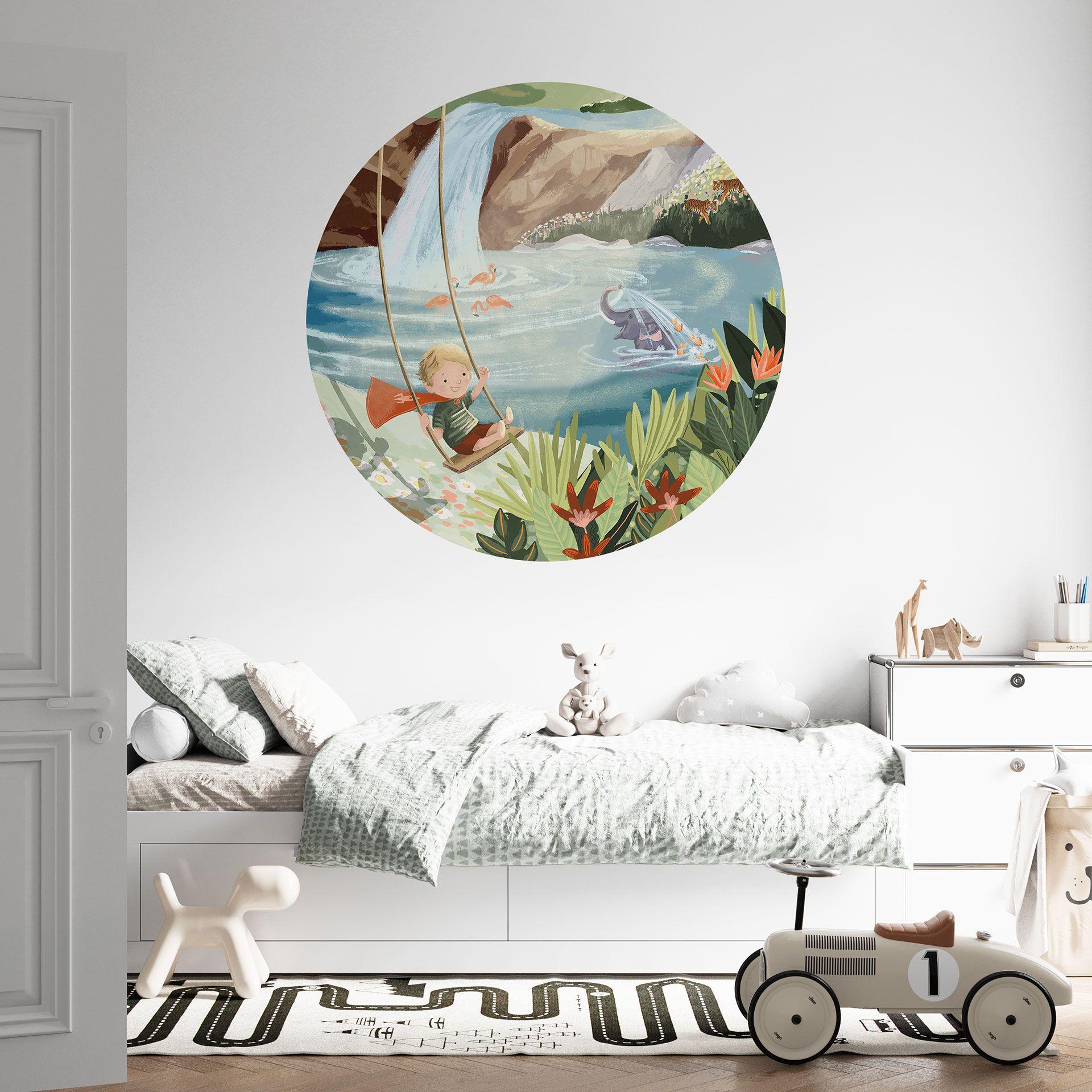 Wallsticker Gynger i naturens oase - Goed Blauw - Rund