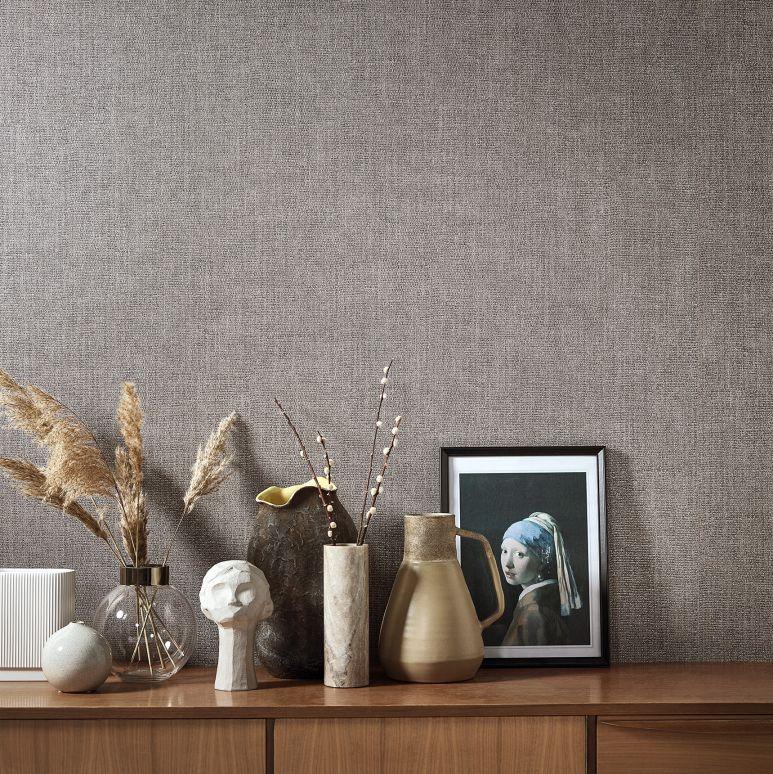 Tekstureret tapet, non-woven Naturlig Opulens i rød, brun