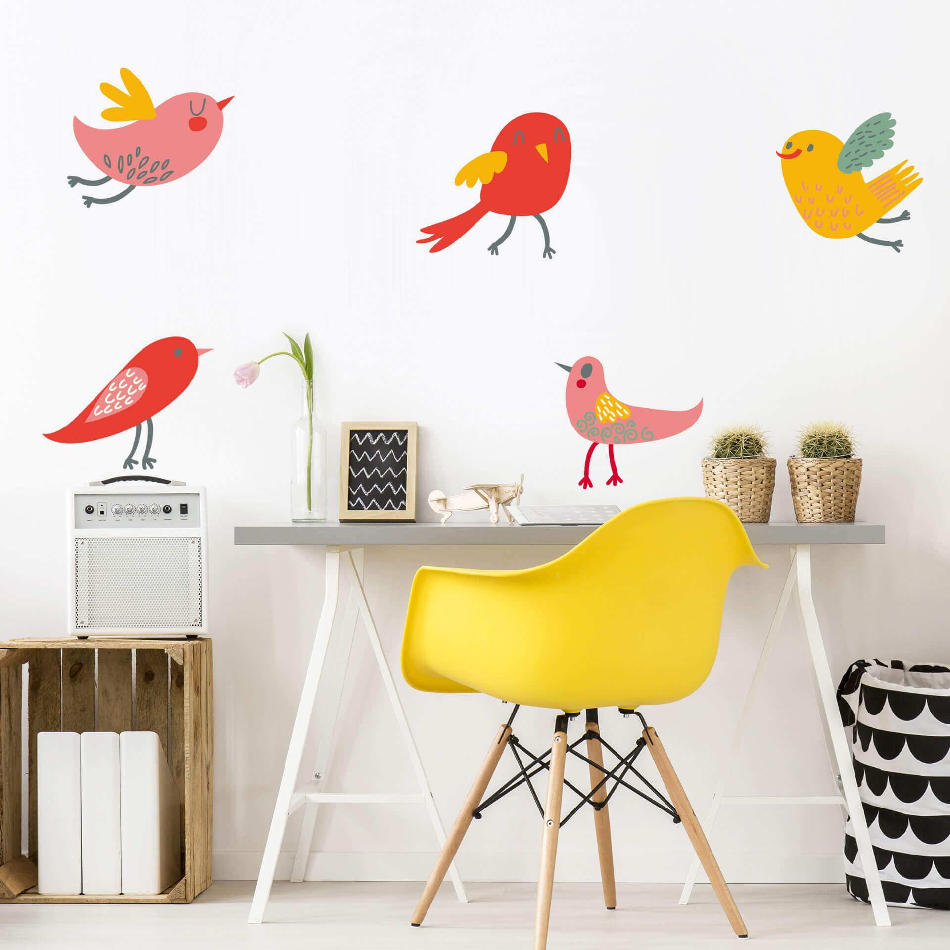 Muursticker set Vrolijke Vogels