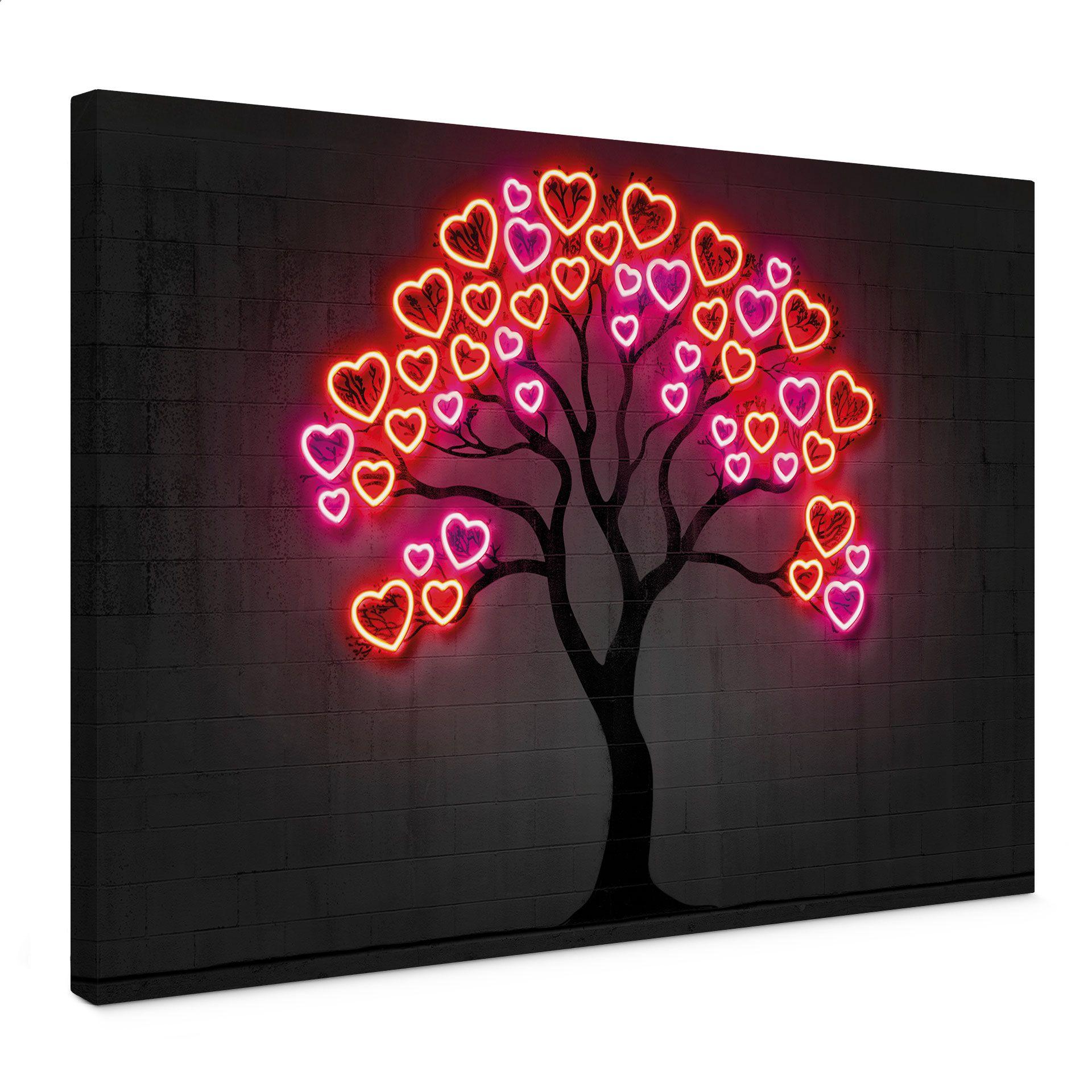 Lienzo árbol con corazones rojos | Neon Design - Mielu
