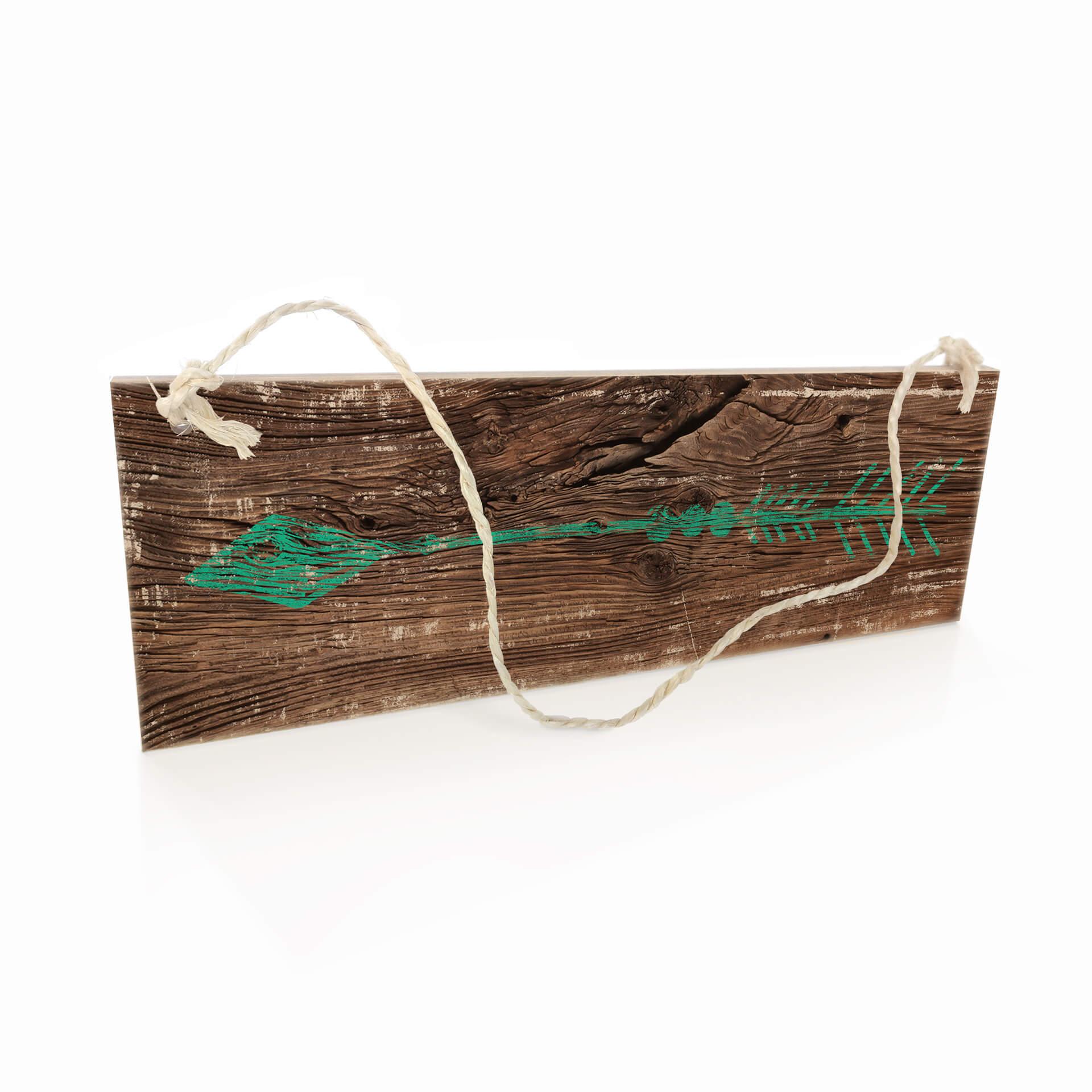 Houten Bordje - Pijl (groen)