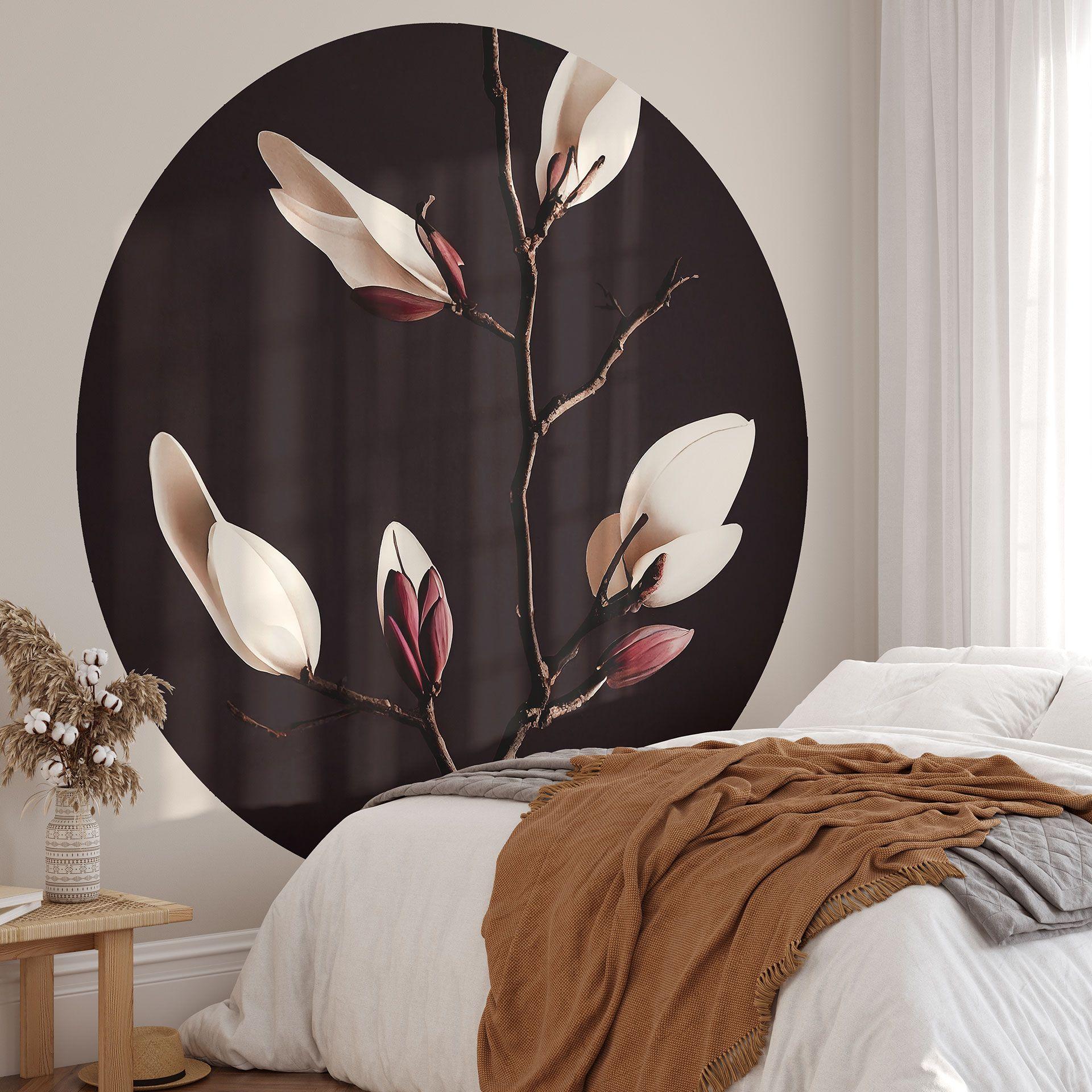 Tapet cirkel Treechild - Magnolia Blossoms - vliesetapet/selvklæbende non-woven tapet