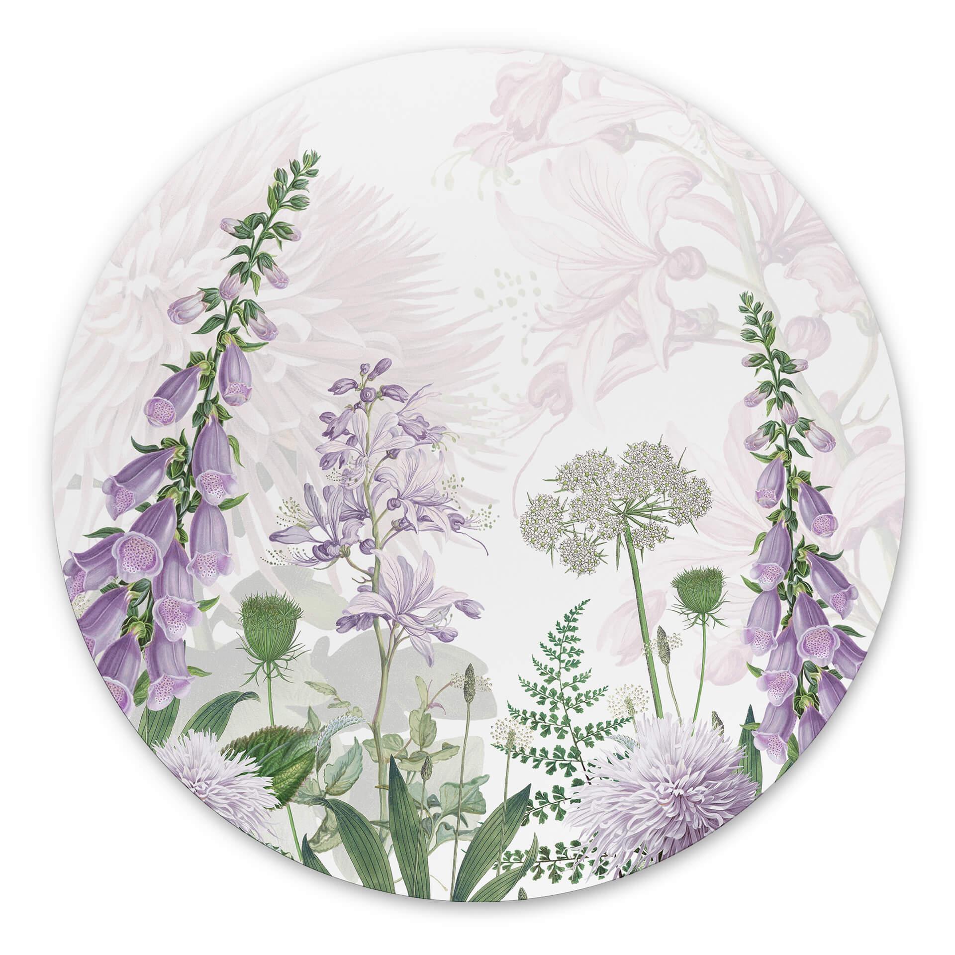 Tableau sur alu-Dibond rond Sir Edward - Digitale pourpre