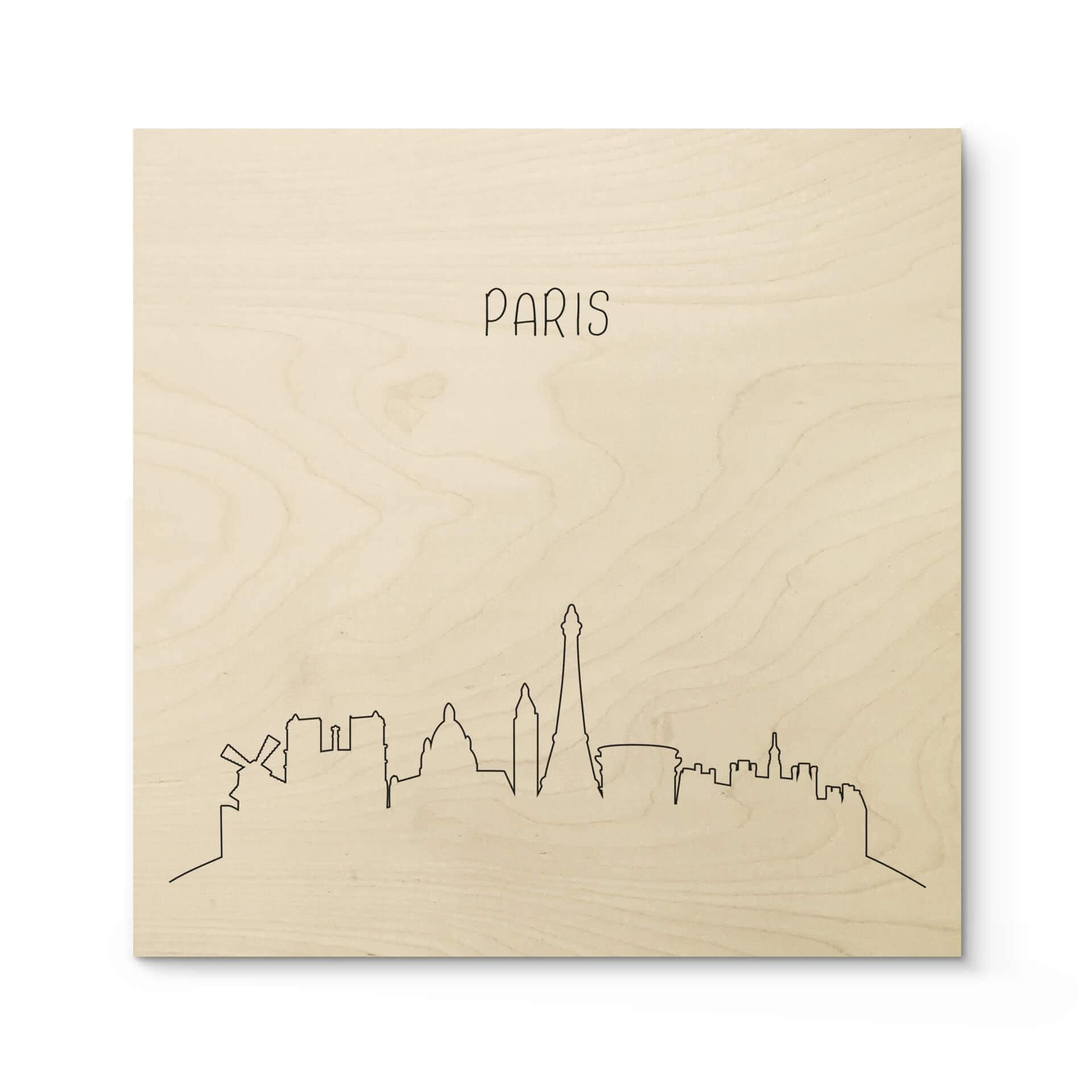 Cuadro de madera Skyline Paris Outline