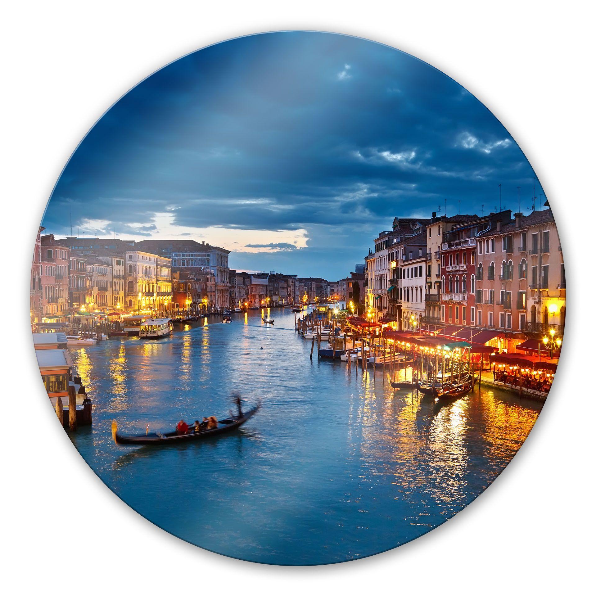 Tableau en verre - Canal Grande à Venise - Rond