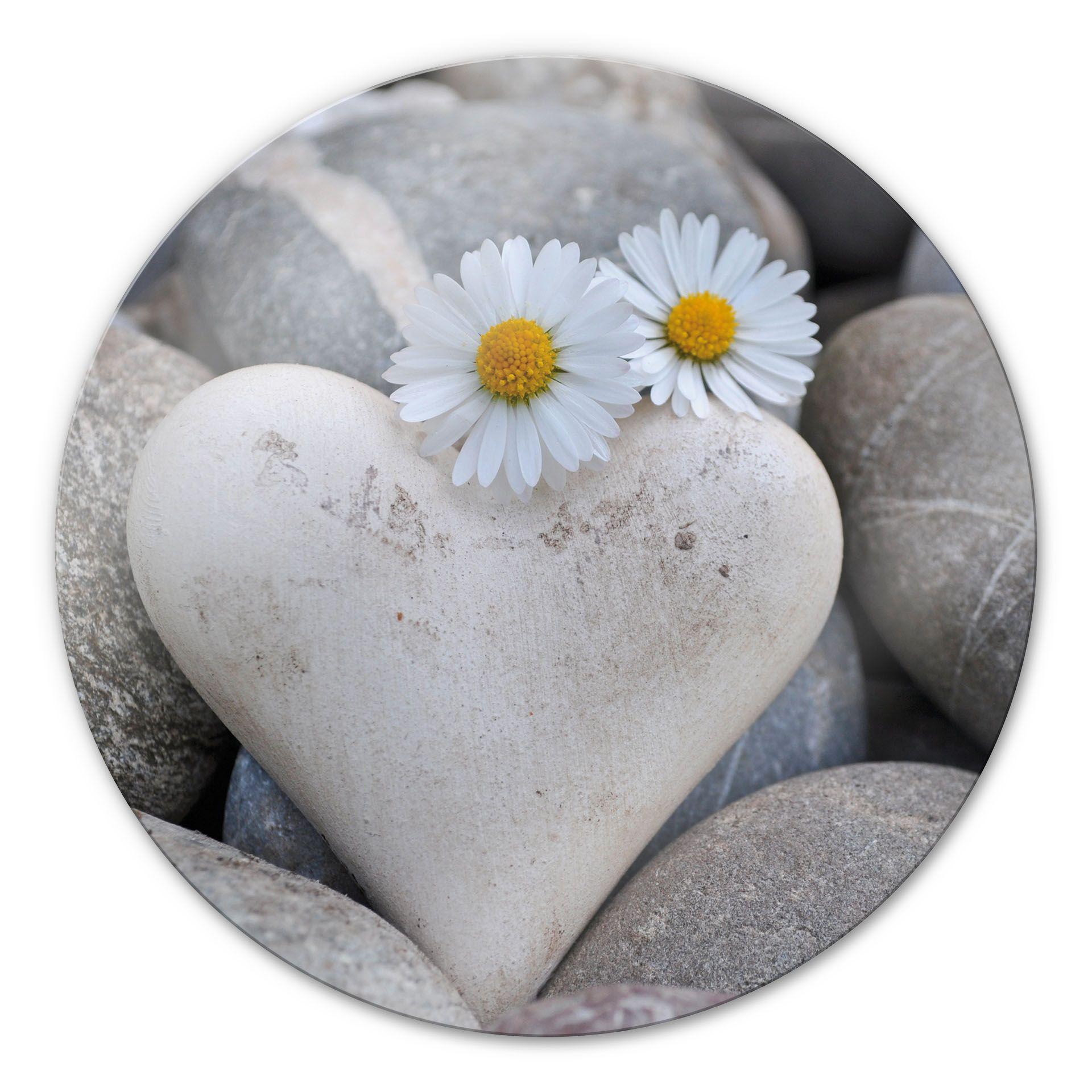 Tableau en verre - Les fleurs de l'amour - rond