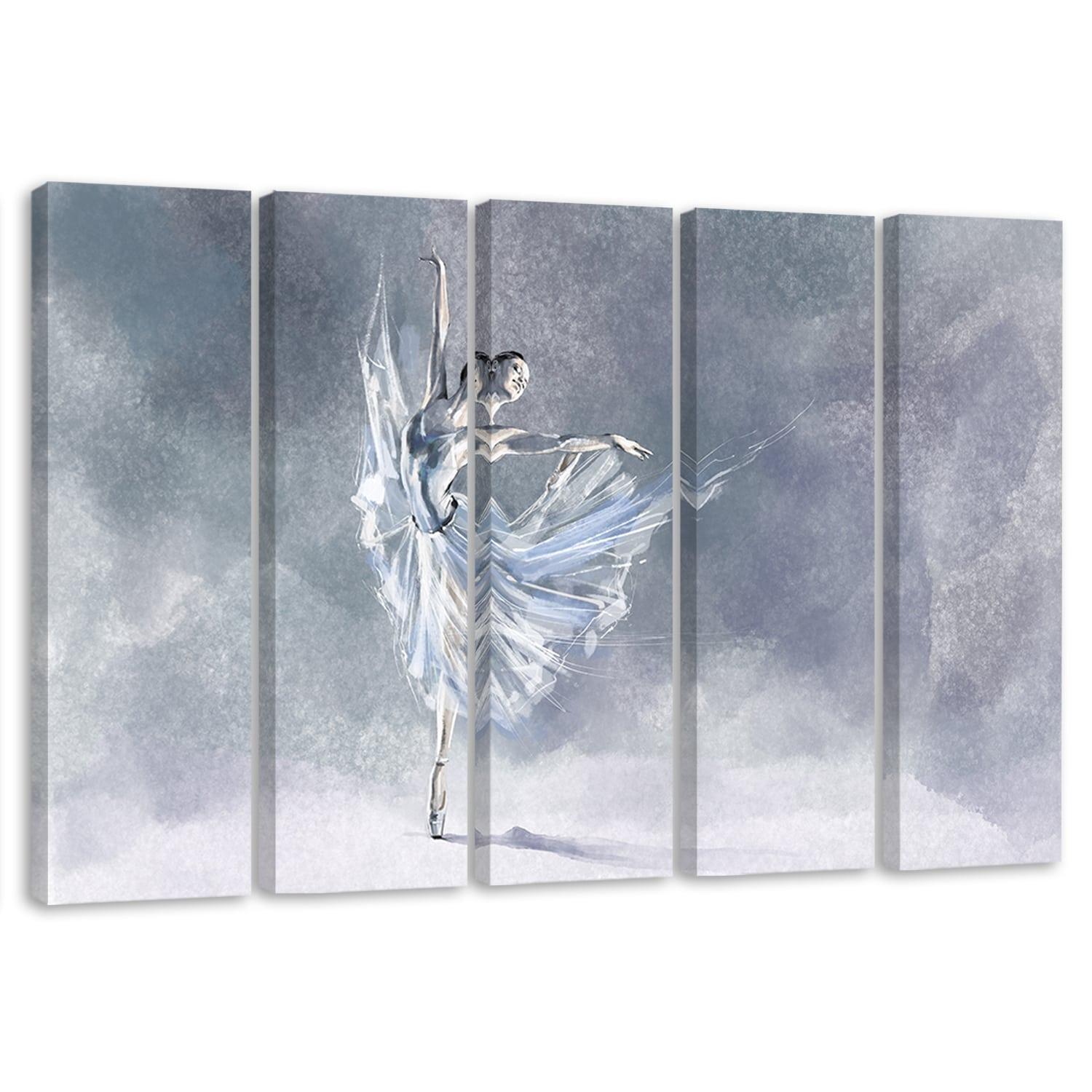 Lærredstryk 5 styk, Ballerina Pirouet