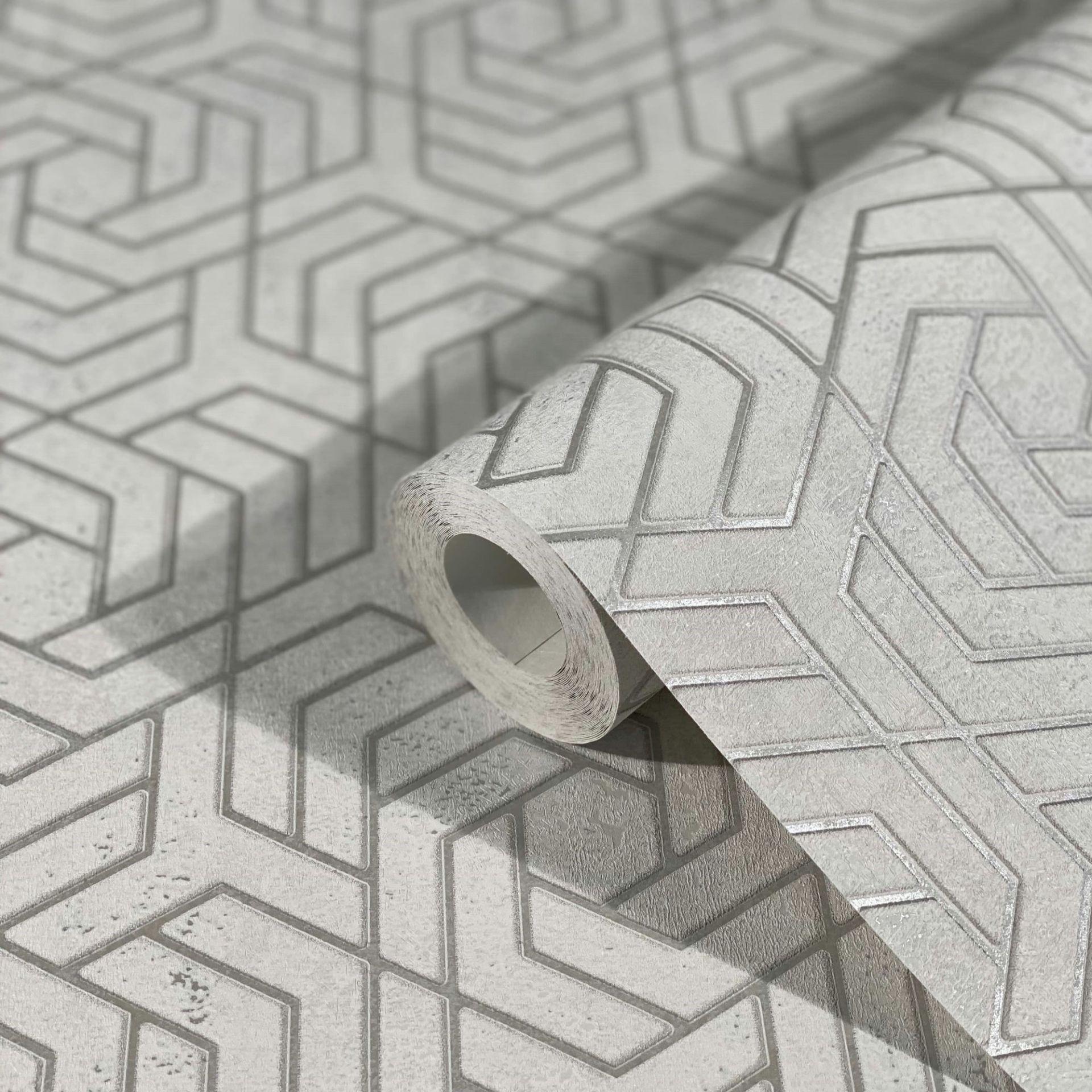 3D-look grå grafisk non-woven tapet 