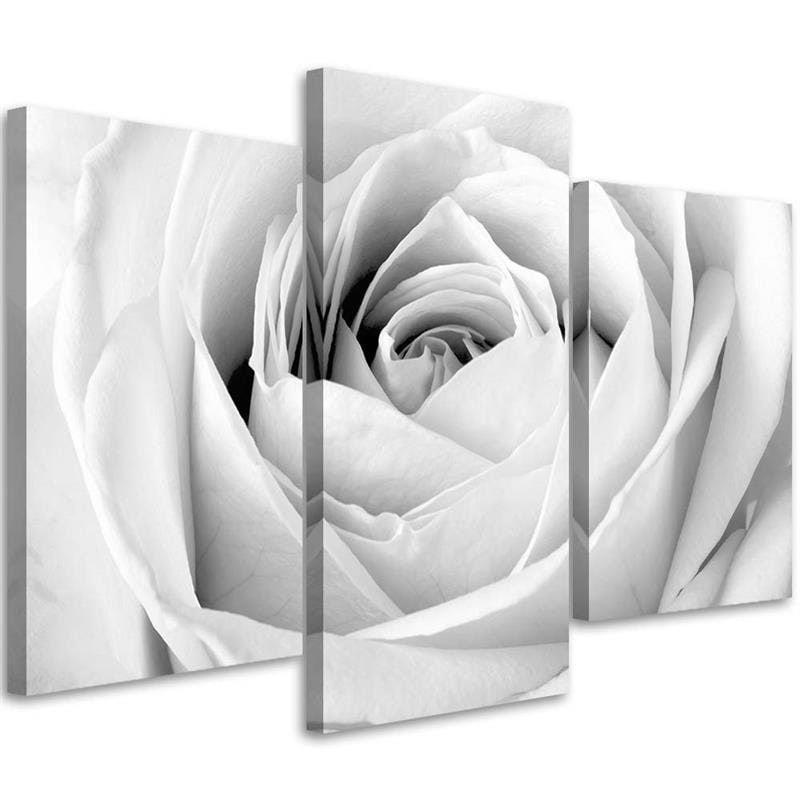 3 stykke lærredstryk hvide rosenblomster