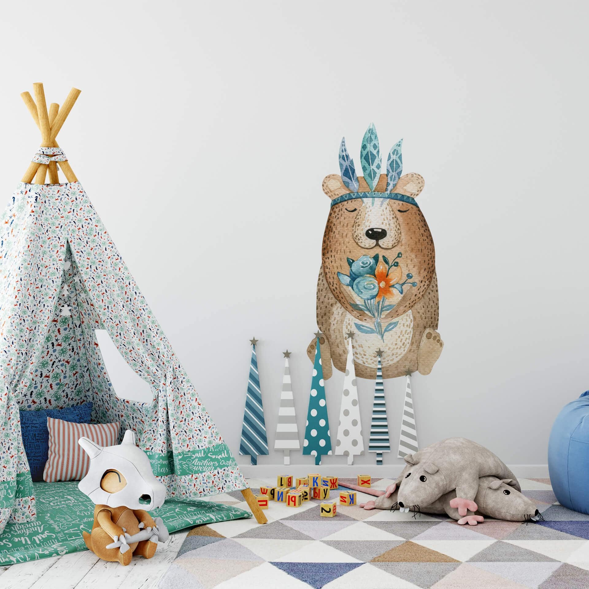 Sticker mural Kristina Kvilis - Ours hippie