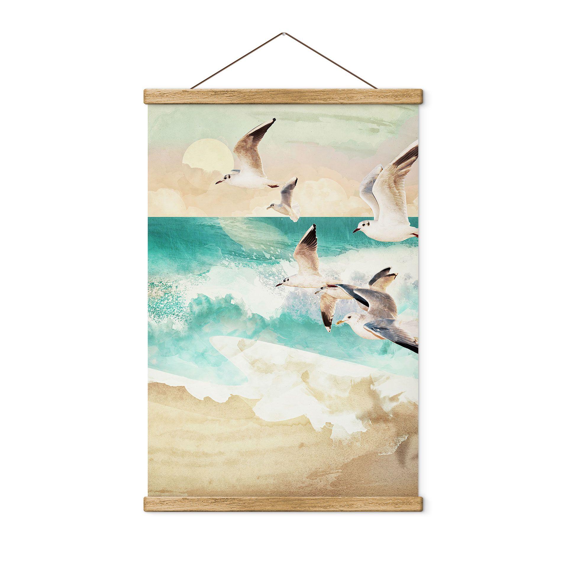 Póster de tela gaviotas en la playa - SpaceFrog Designs