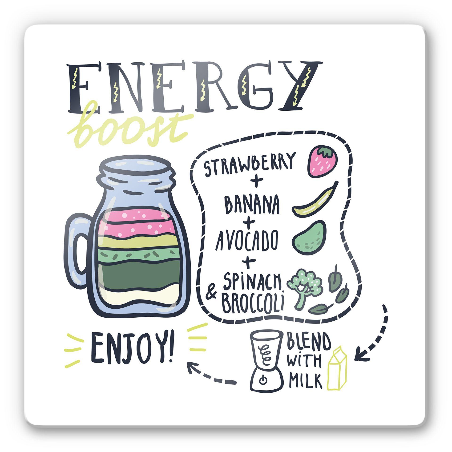 Glasschilderij Energy Boost - Vierkant