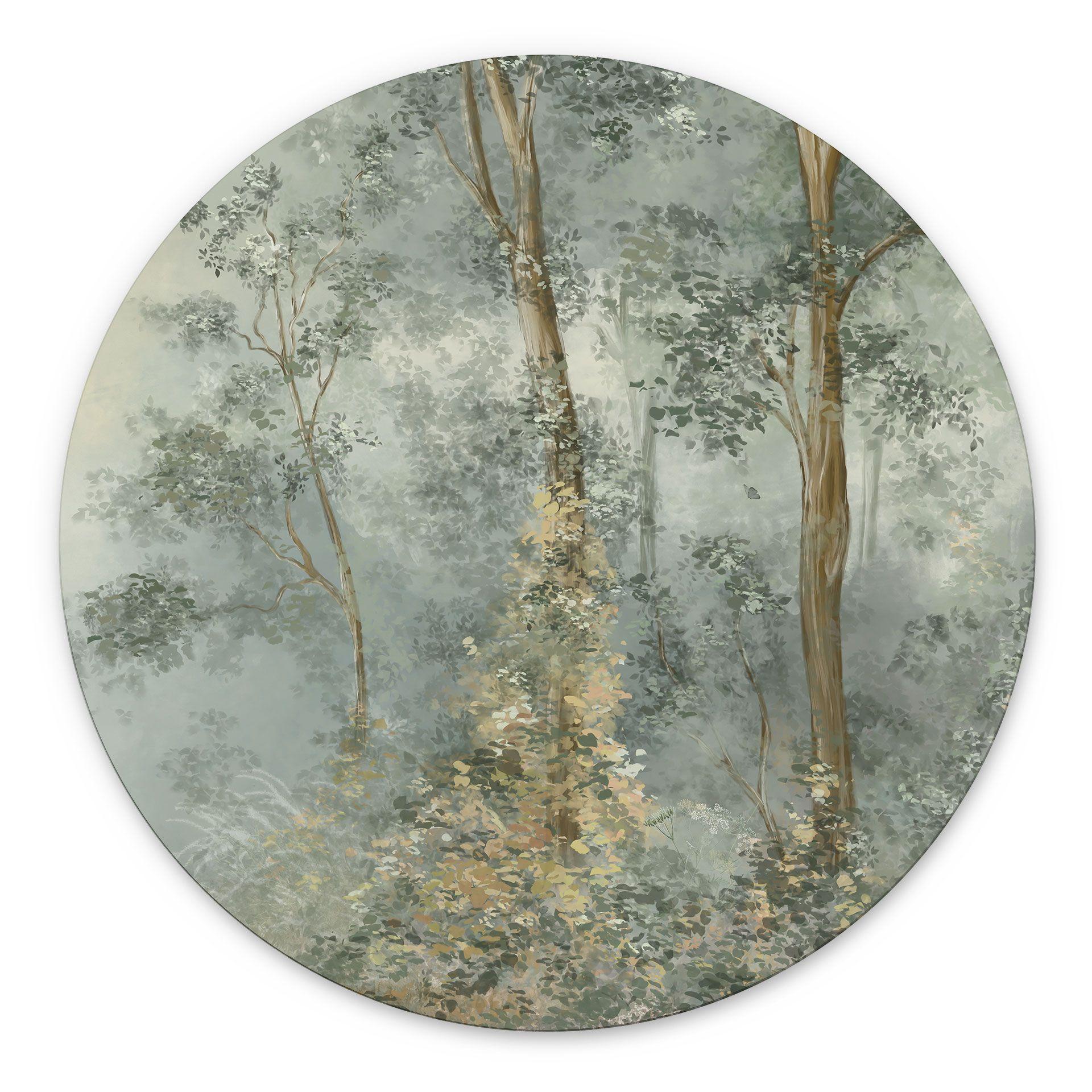 Wanddecoratie Betoverd Bos - Ms Tiff - Aluminium dibond - Rond