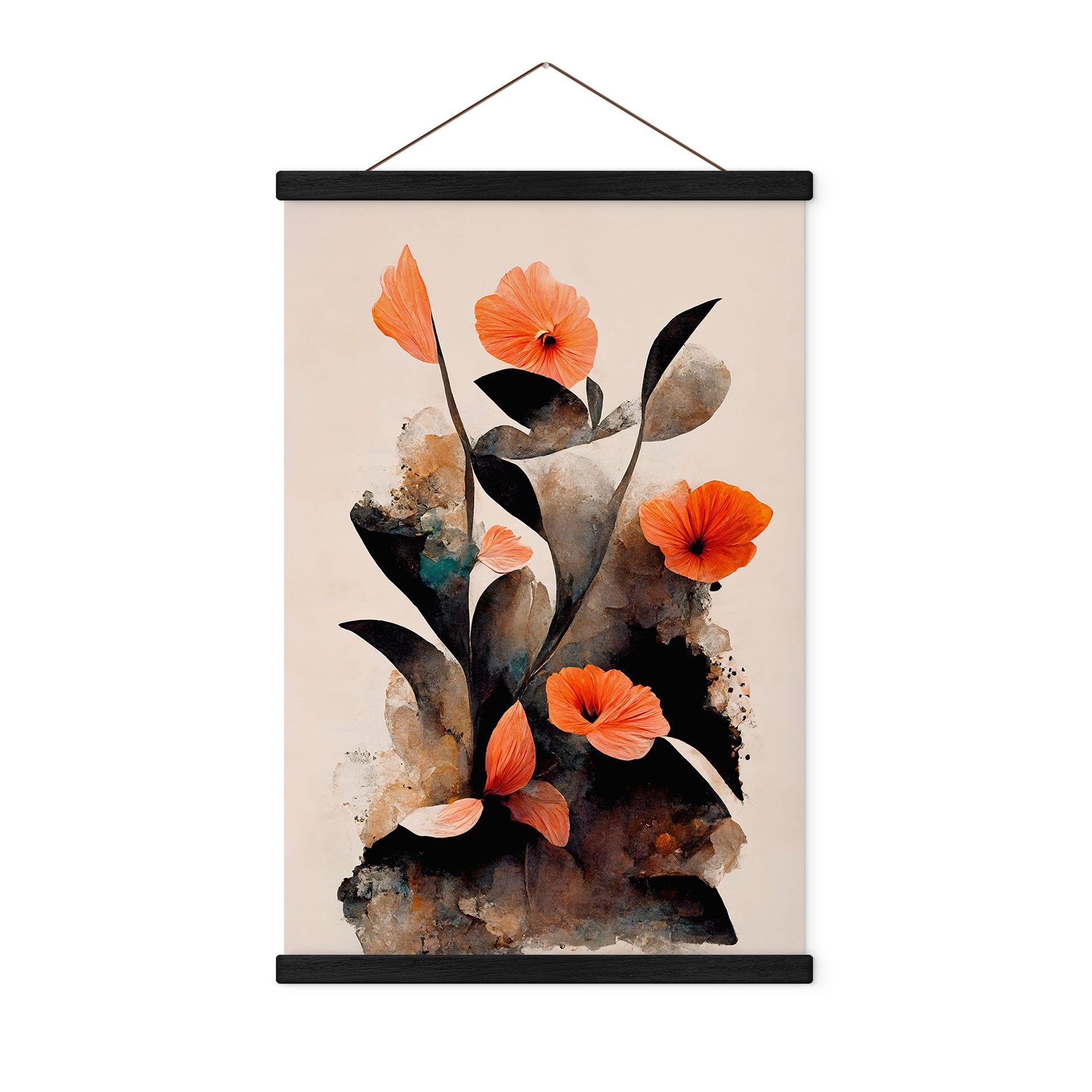 Póster de tela amapolas rojo coral - Treechild