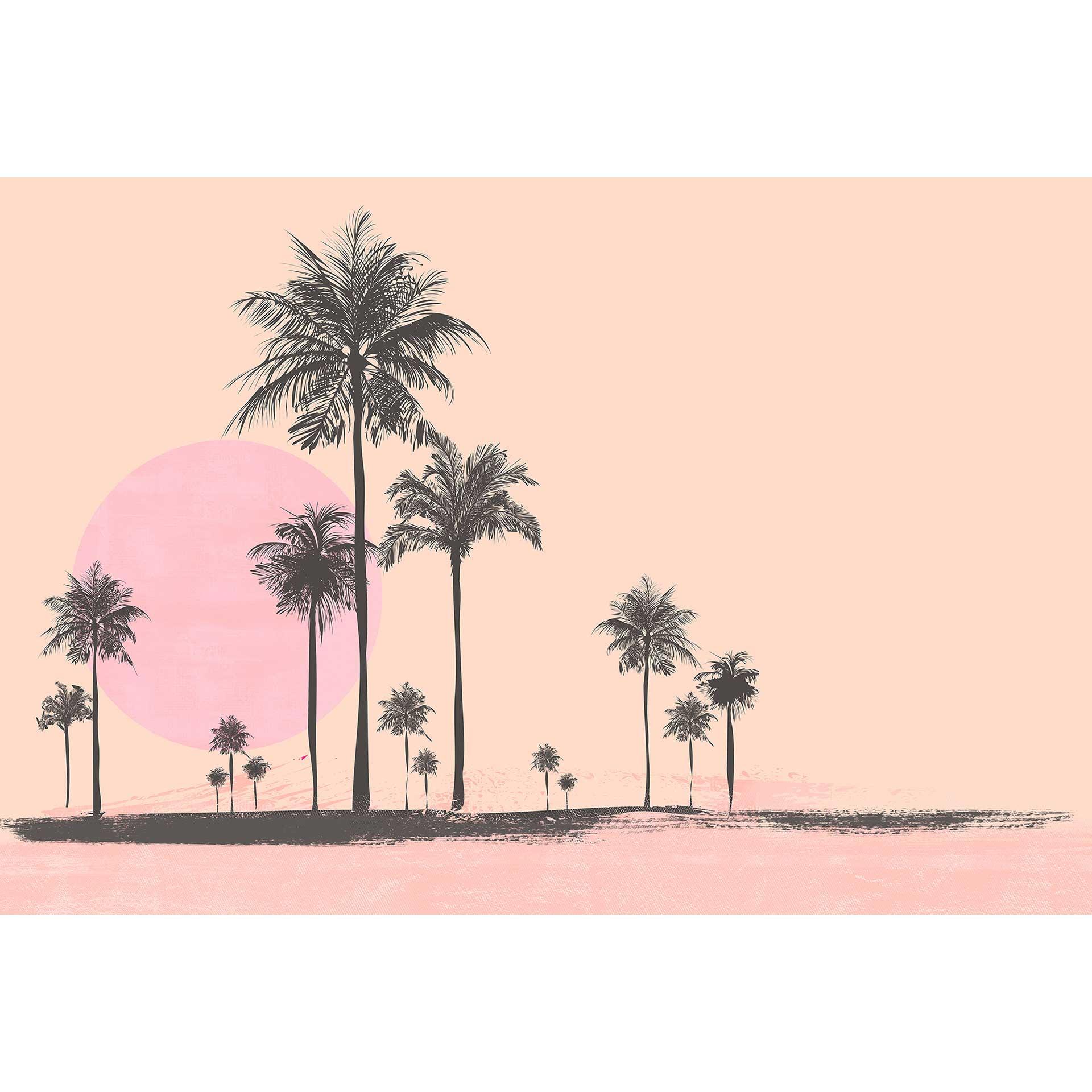 Livingwalls papier peint photo ARTist Miami Beach Sunriseavec palmiers marron, orange, rose