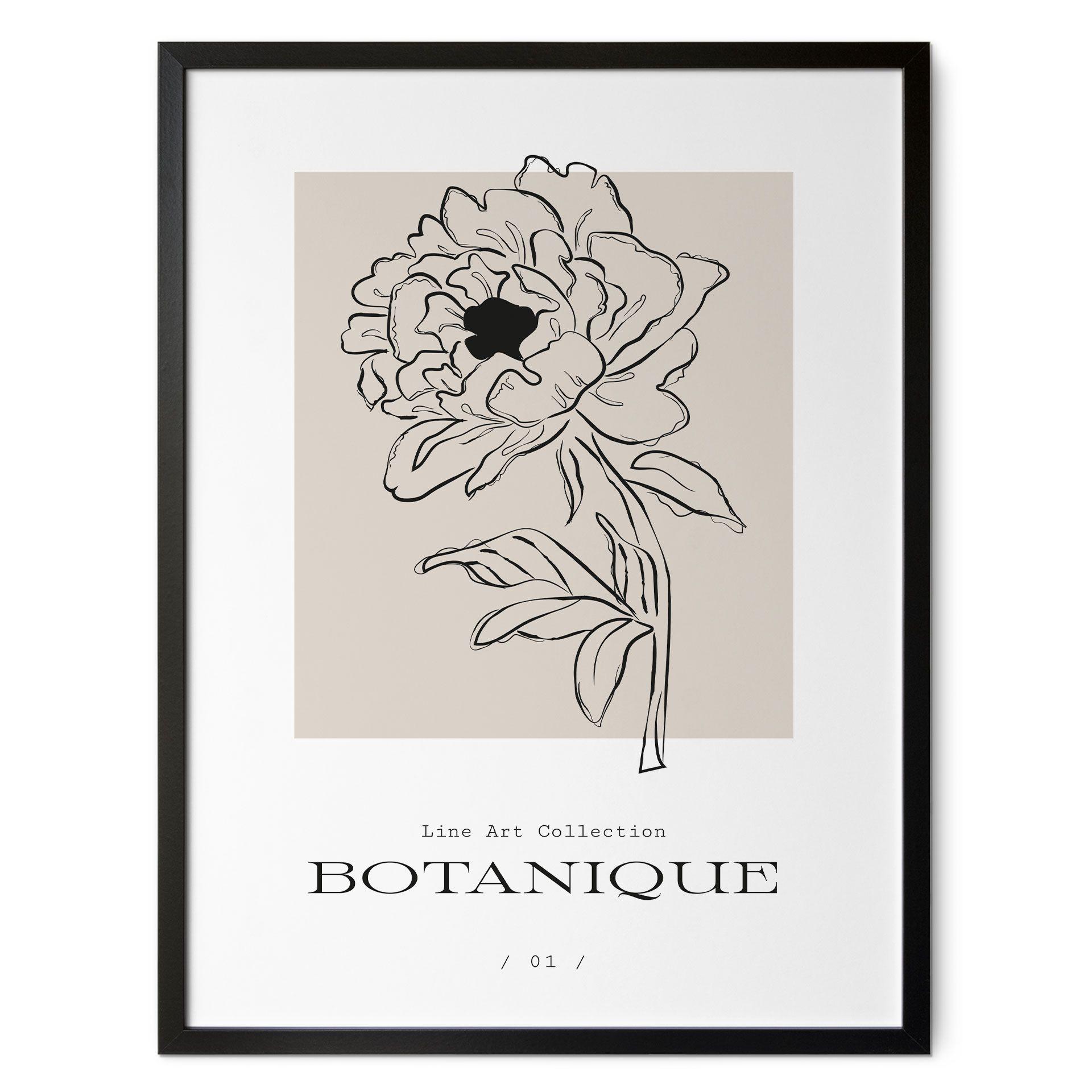 Póster lineal flor beige - Treechild