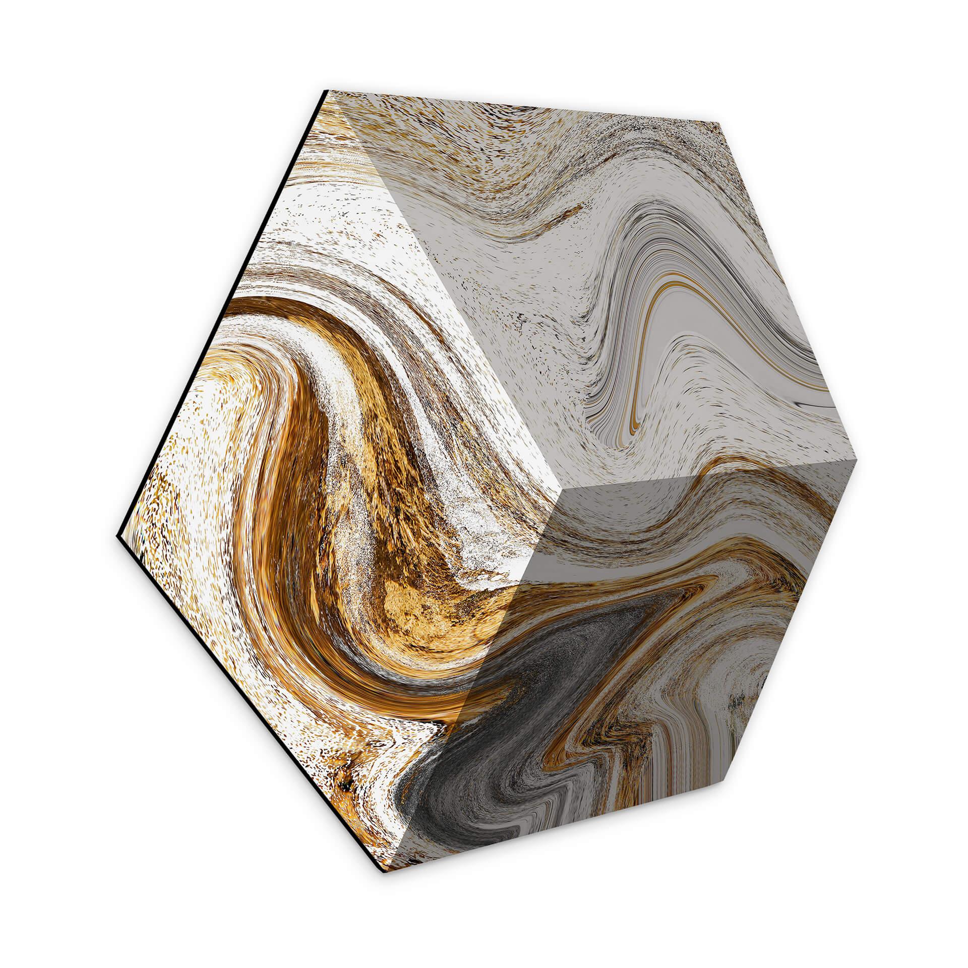 3D Hexagon Alu-Dibond - Golden Struggle