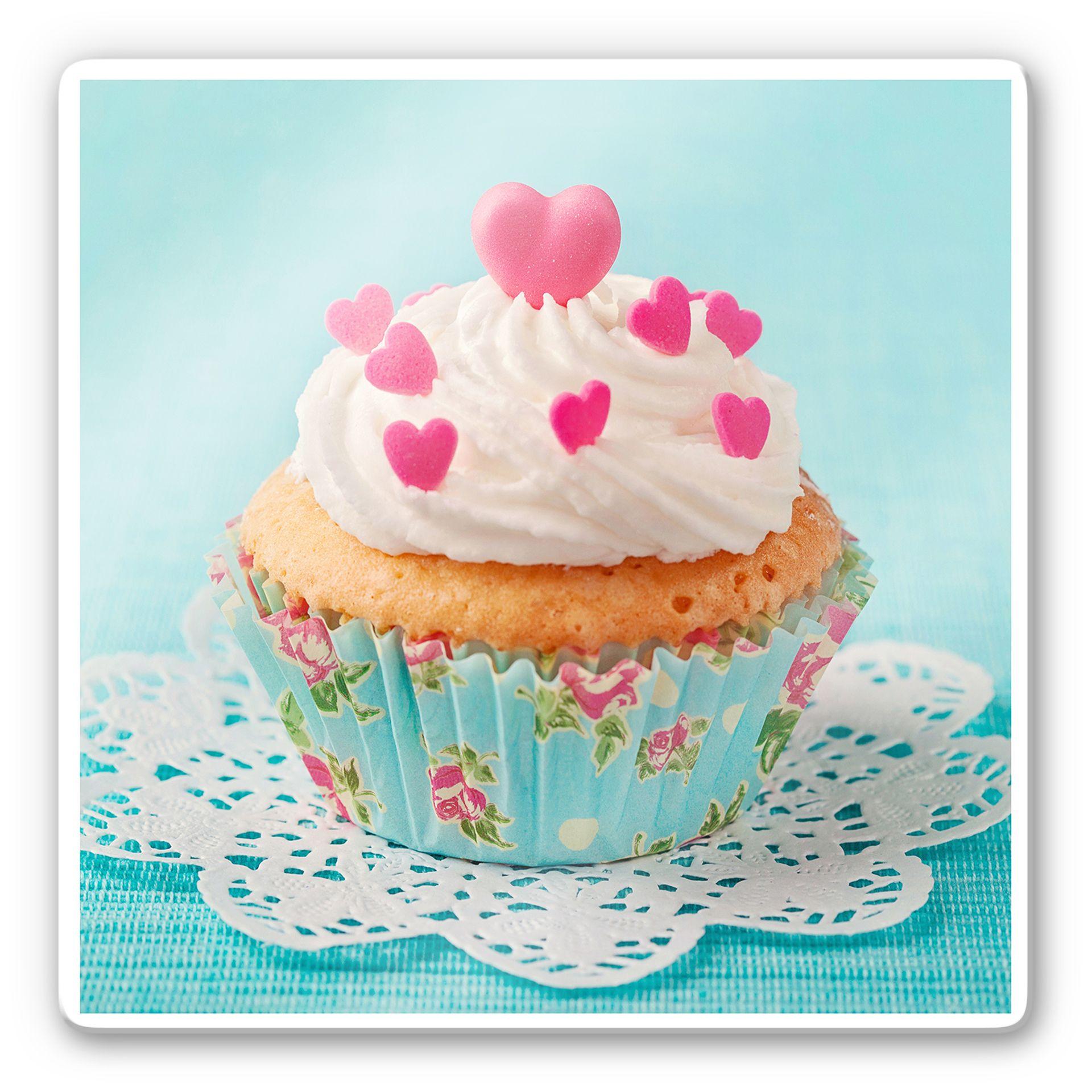 Glasbillede - Muffin med hjerter