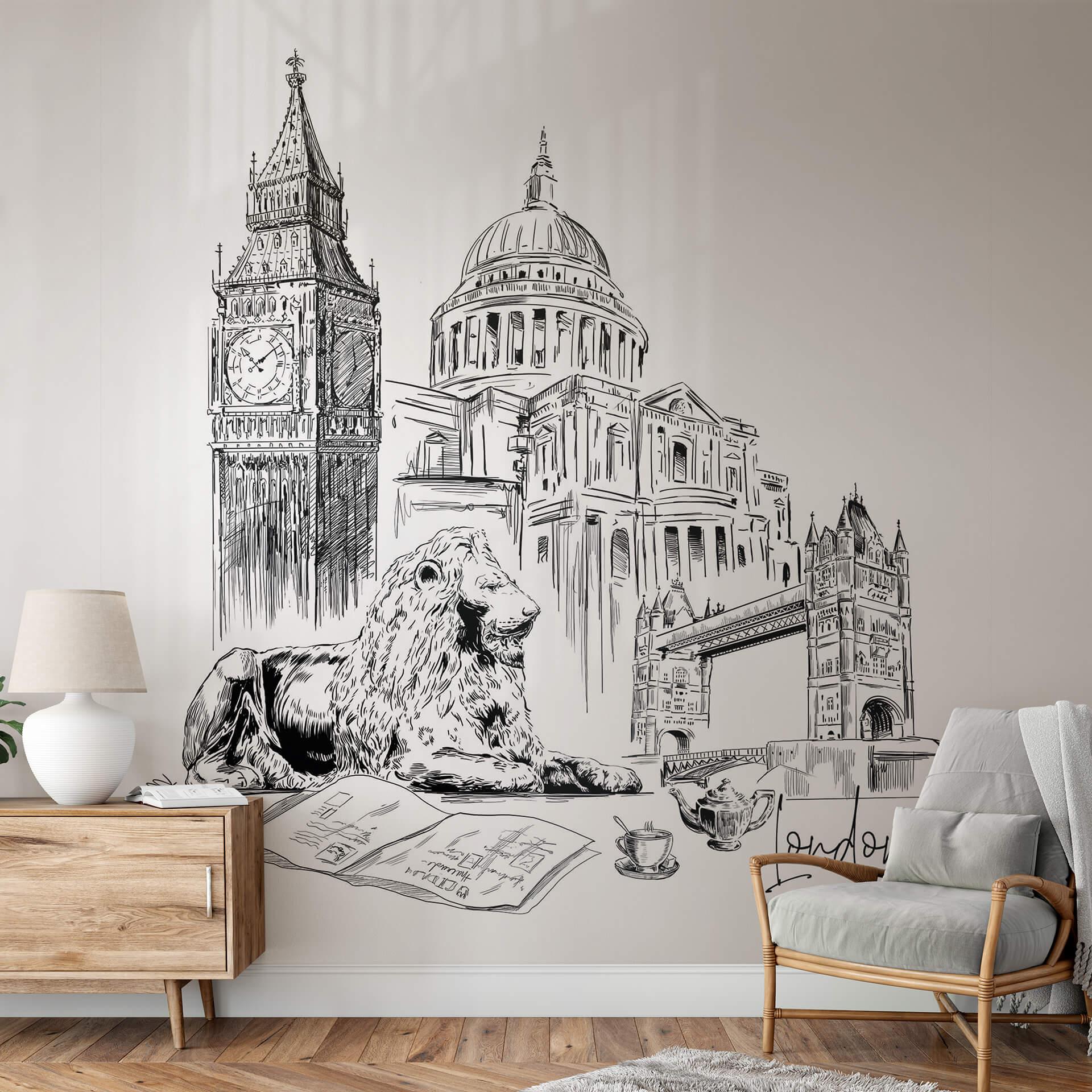 Fototapet Love your City - London Sort/hvid