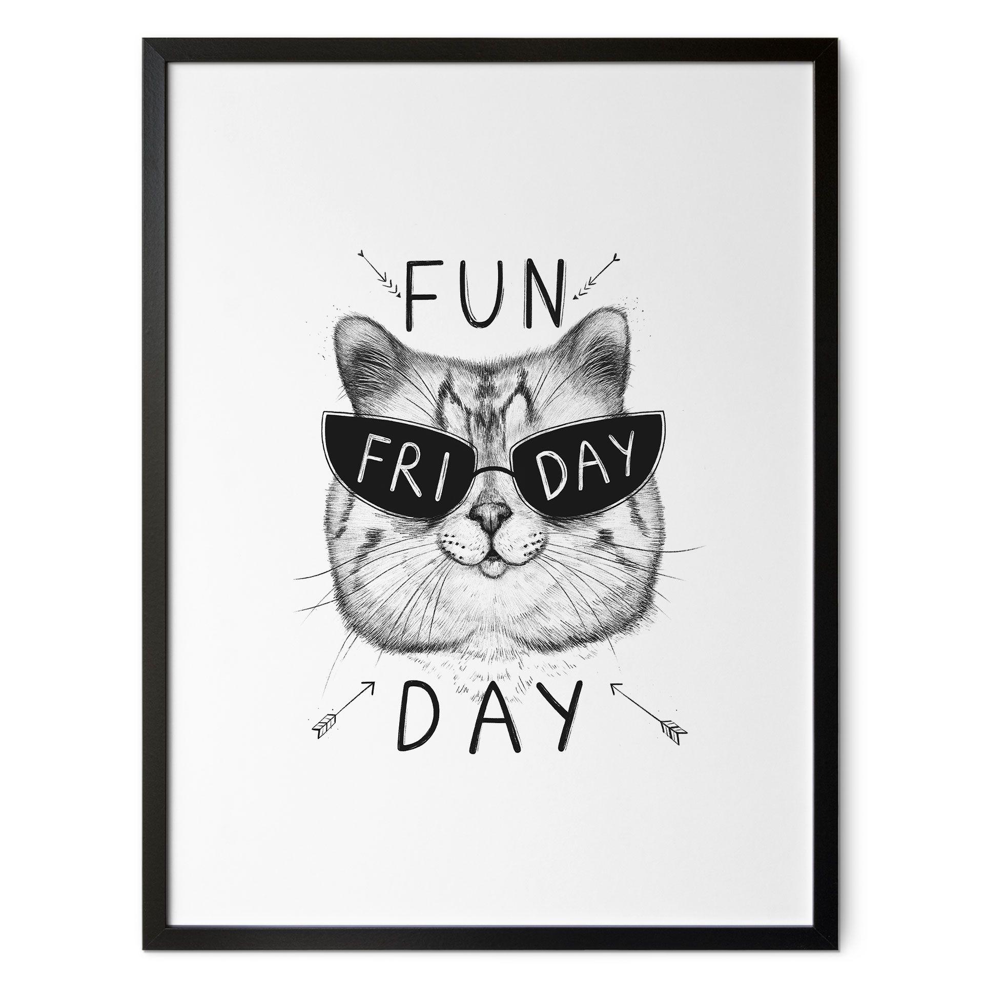 Póster gato con gafas de sol - Fun Friday Cat - Korenkova